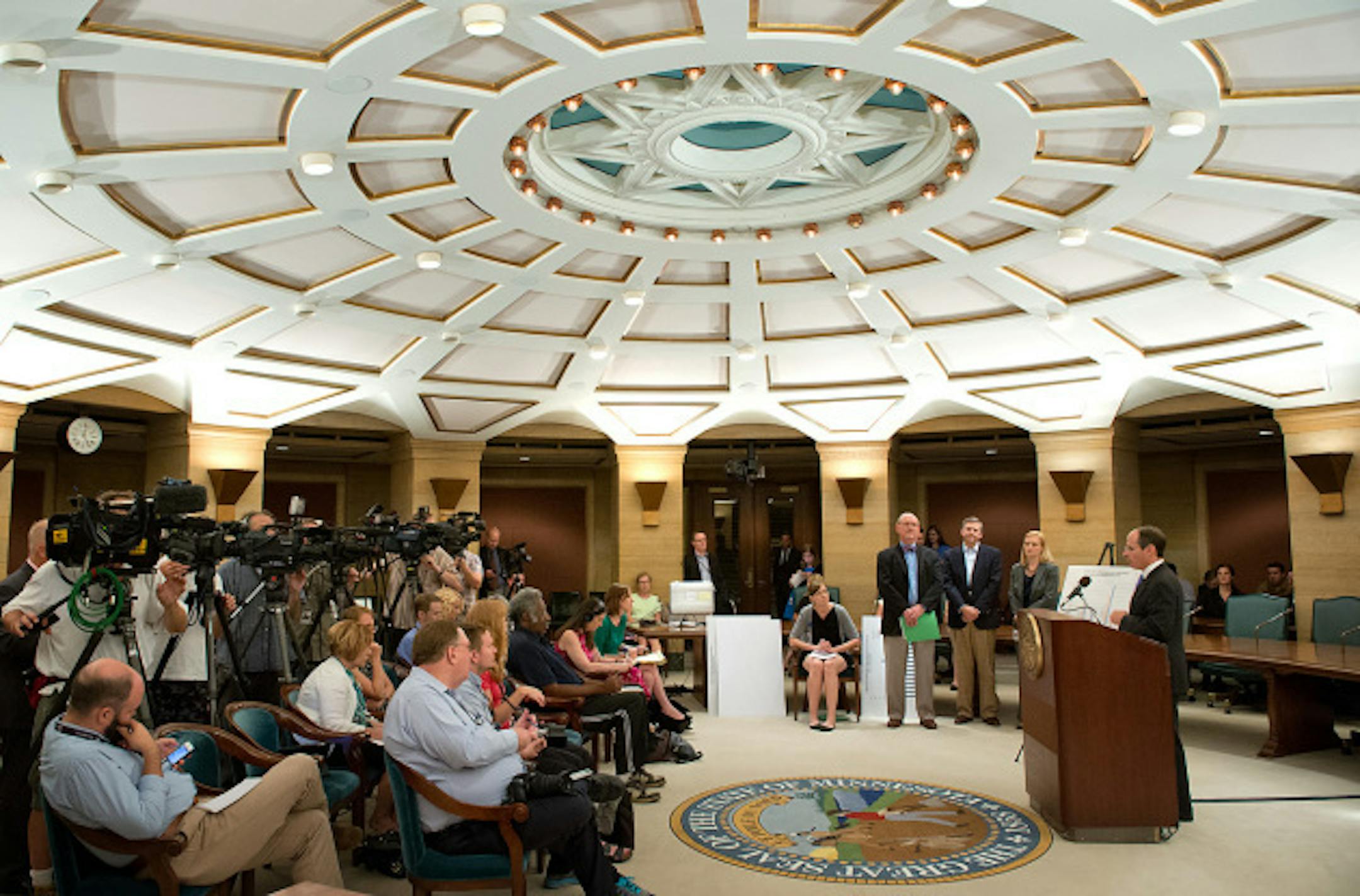 The Commerce Department announced that rates for insurance companies selling plans on the new MNsure exchange, which launches Oct. 1 are the lowest average for in the country,  Friday, September 6, 2013       ]   GLEN STUBBE * gstubbe@startribune.com