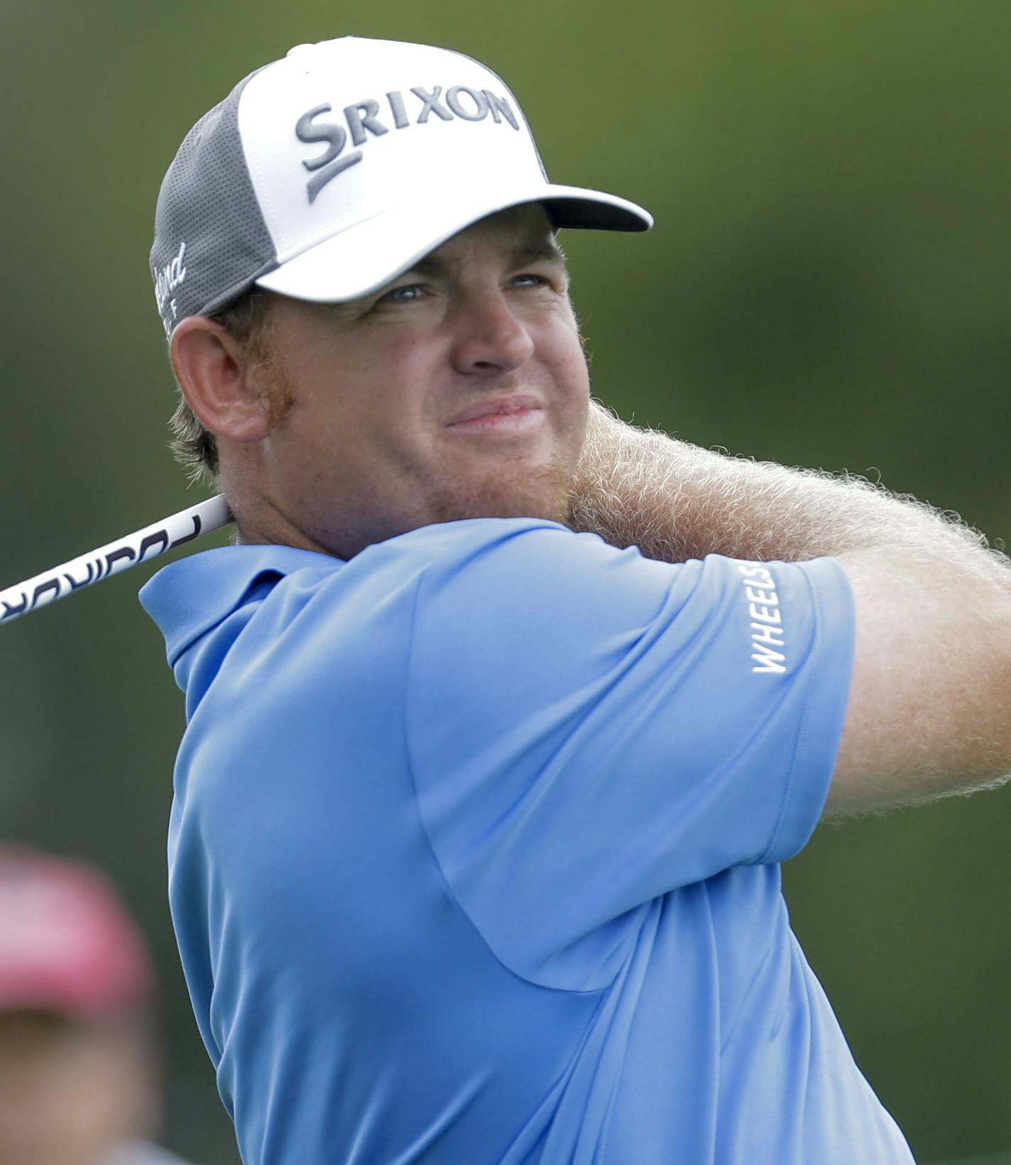 J.B. Holmes watches his drive off the tee on the eighth hol during the second round of the BMW Championship golf tournament at Crooked Stick Golf Club in Carmel, Ind., Friday, Sept. 9, 2016. (AP Photo/AJ Mast) ORG XMIT: INAM113