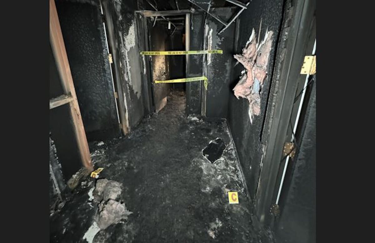 This hall was damaged by fire inside the Center of the American Center's offices.
