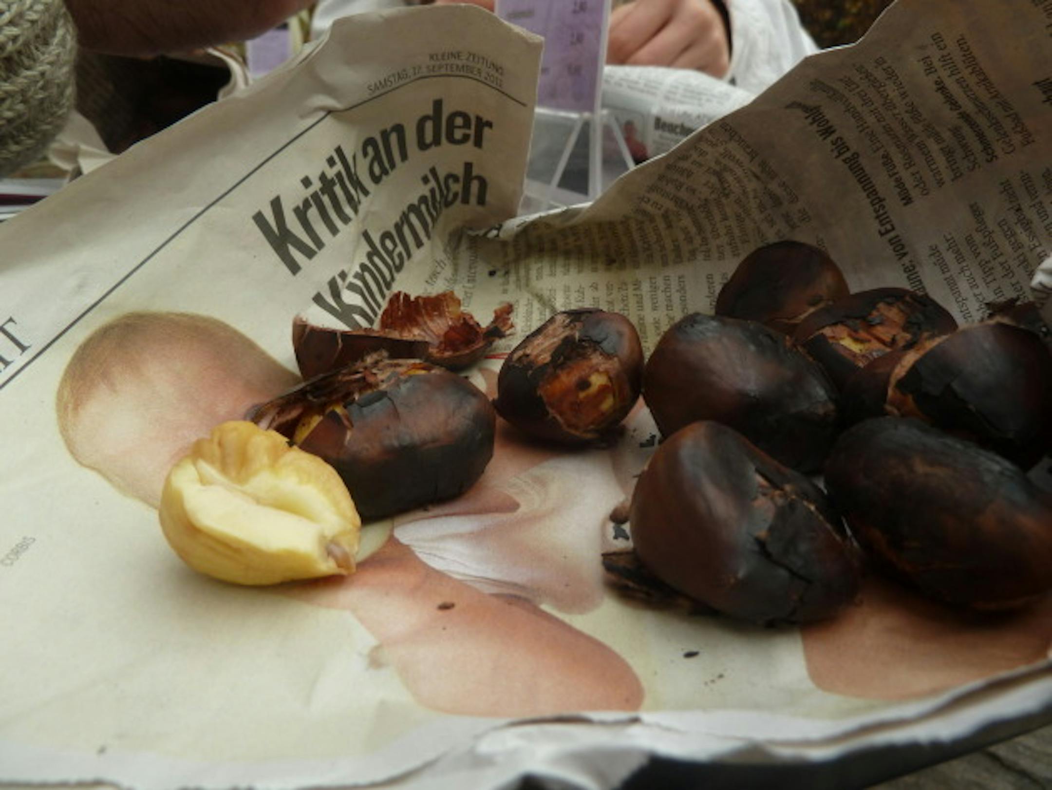 To eat, simply peel off the roasted outer shell and eat the creamy white nut inside!