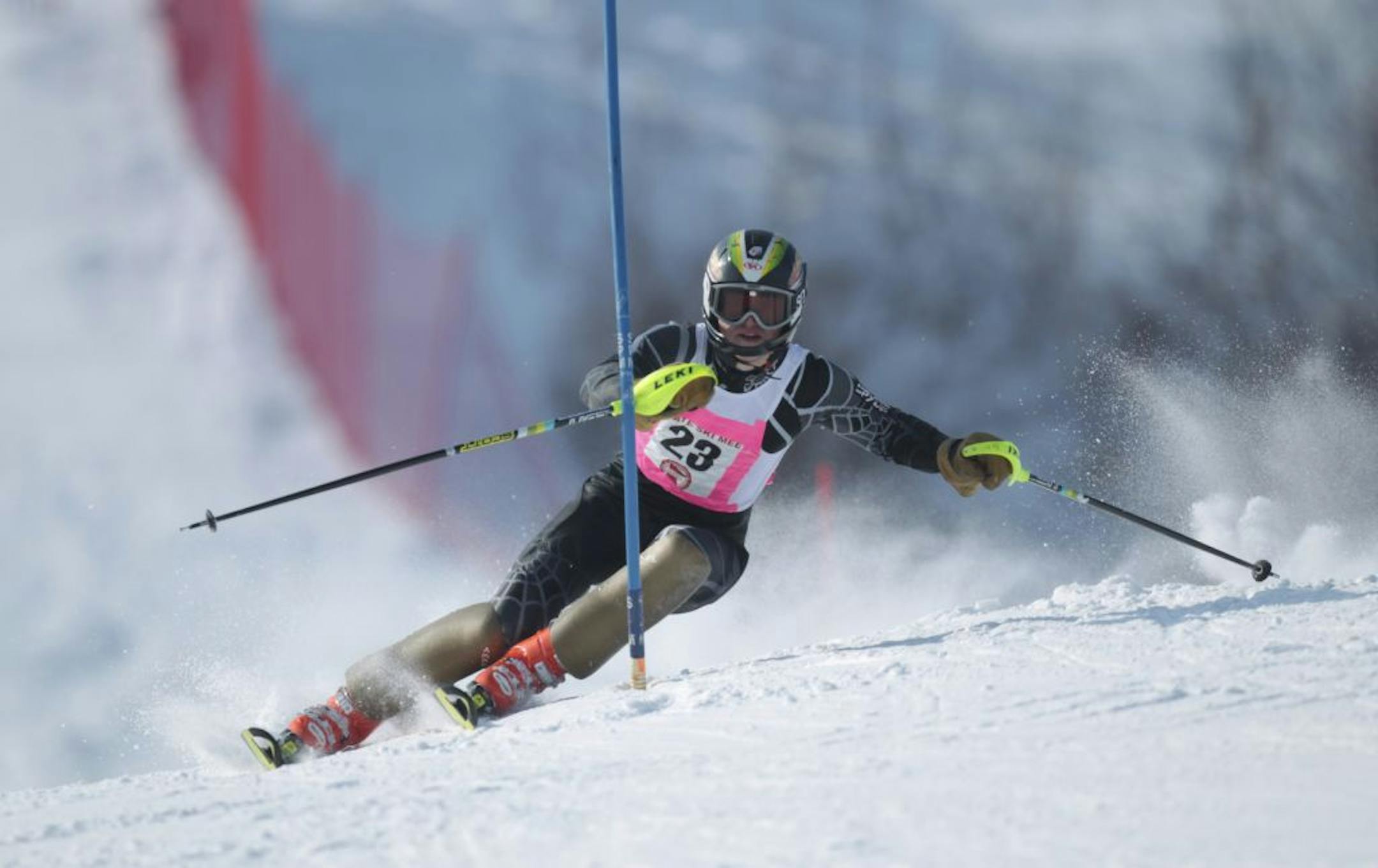 Jack Post of Eden Prairie in the boys' 2012 Alpine Ski state meet at Giants Ridge in Biwabik, Minn..
