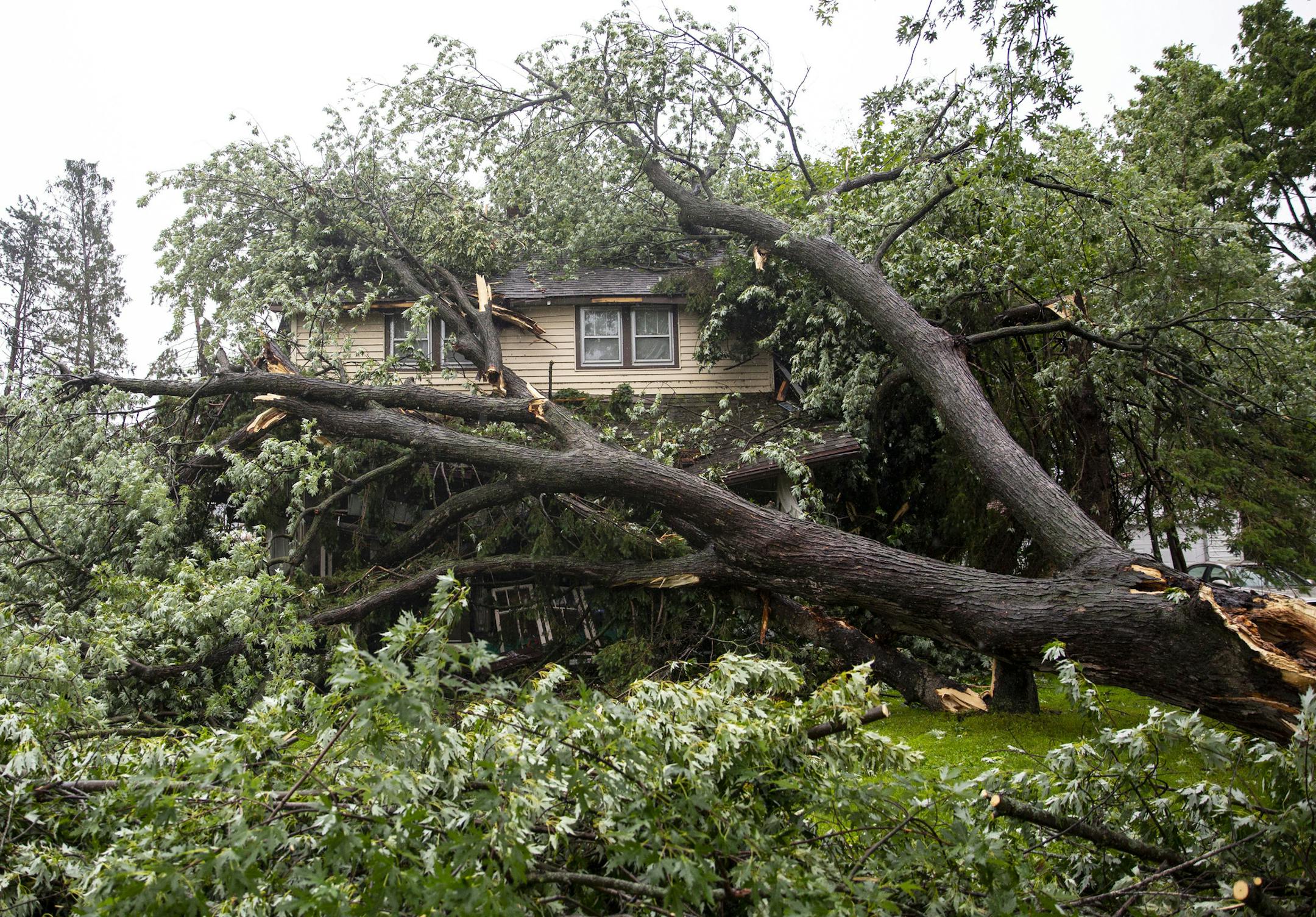 Ronald and Pat Miller's home in Barron, WI had a large tree collapse on it, destroying the front porch and damaging other rooms. ALEX KORMANN &#xa5; alex.kormann@startribune.com Severe storms ripped through western Wisconsin on Friday evening, hitting towns like Turtle and Lake especially hard. Thousands were left without power and property damages were abundant.