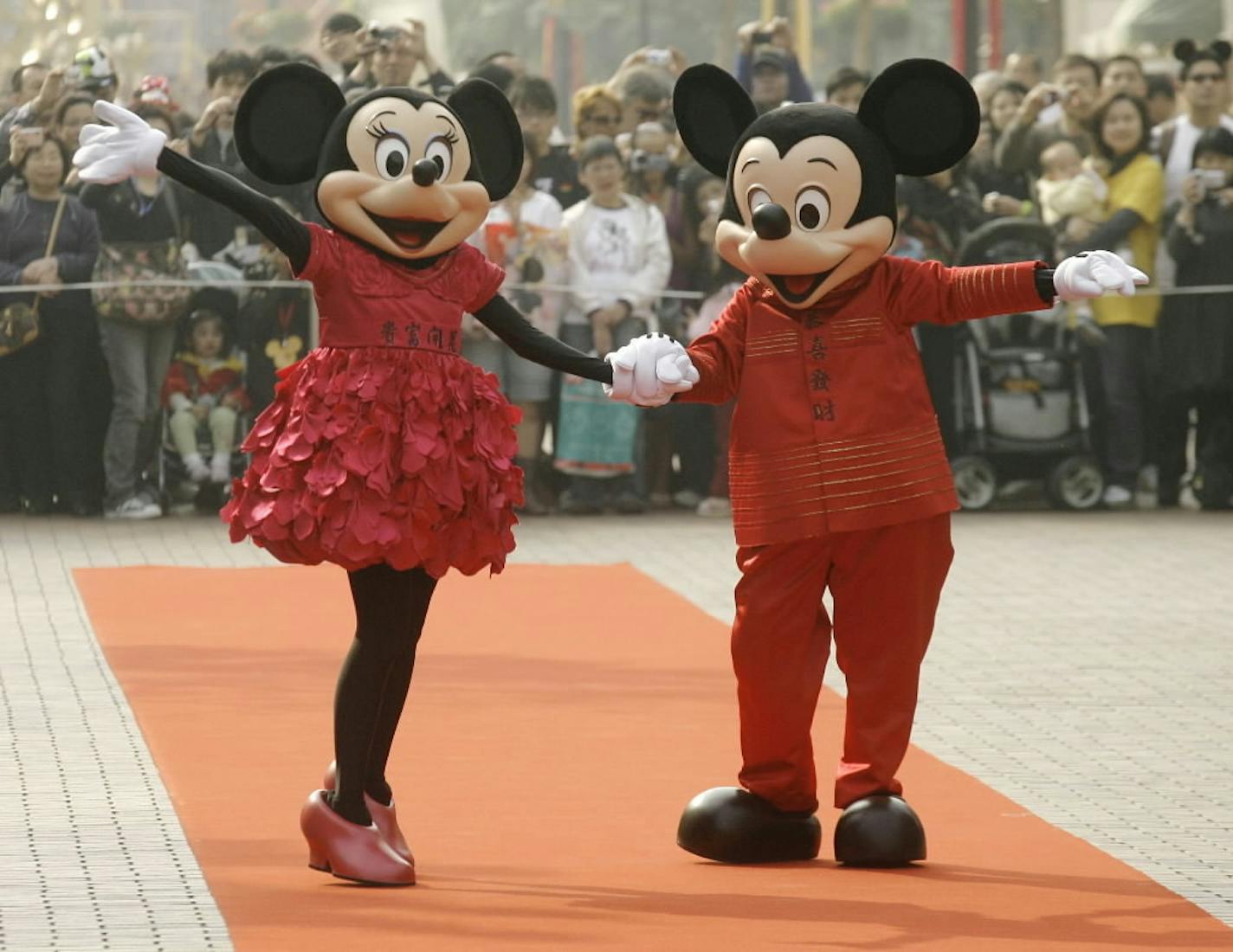 Minnie Mouse and Mickey Mouse, shown in 2008.