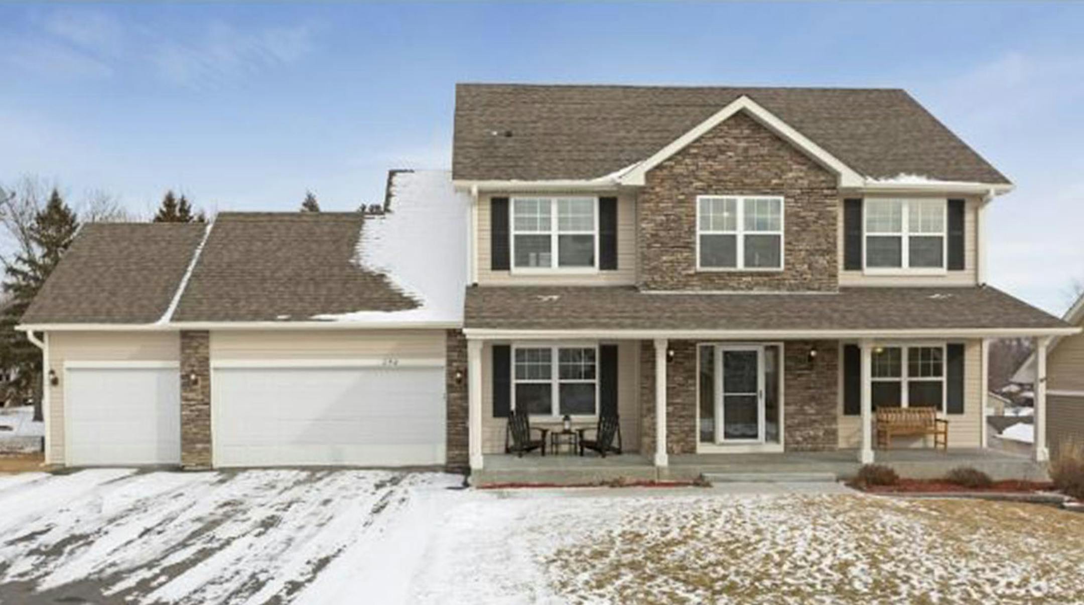 ... Chaska
Built in 2010, this four-bedroom, three-bath house has 2,365 finished square feet and features four bedrooms on one level, fireplace, fiormal dining room with cove molding, granite kitchen countertops and stainless steel appliances, sauna, full unfinished walkout basement, screened porch and deck. Listed by Sandra Keegan, 612-819-2895, and Sue Scribner, 952-484-9582, Coldwell Banker Burnet.