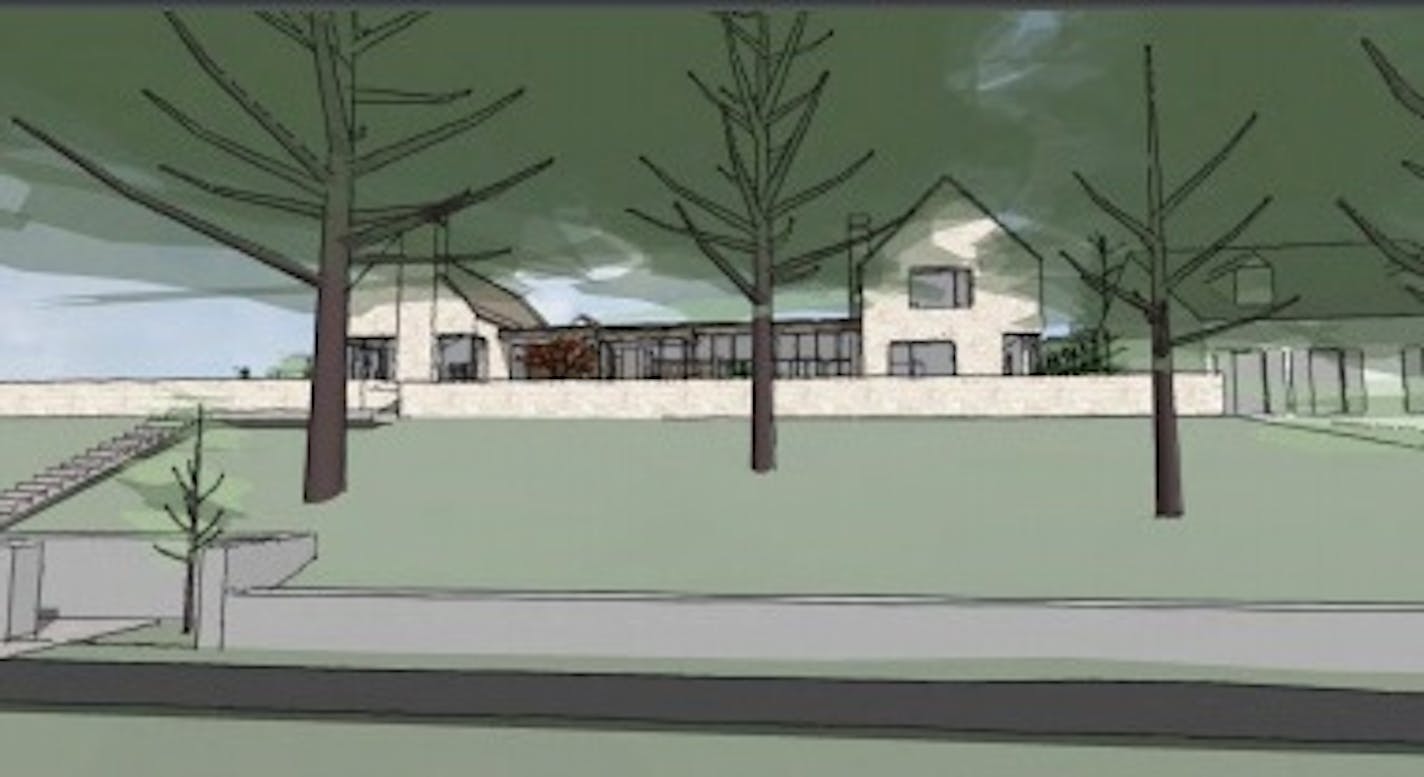 16HOUSE is a sketch of the new house, as seen from Lake of the Isles, that will be built at 2505 E. Lake of the Isles Parkway. From documents submitted to the city by Peterssen/Keller Architects.