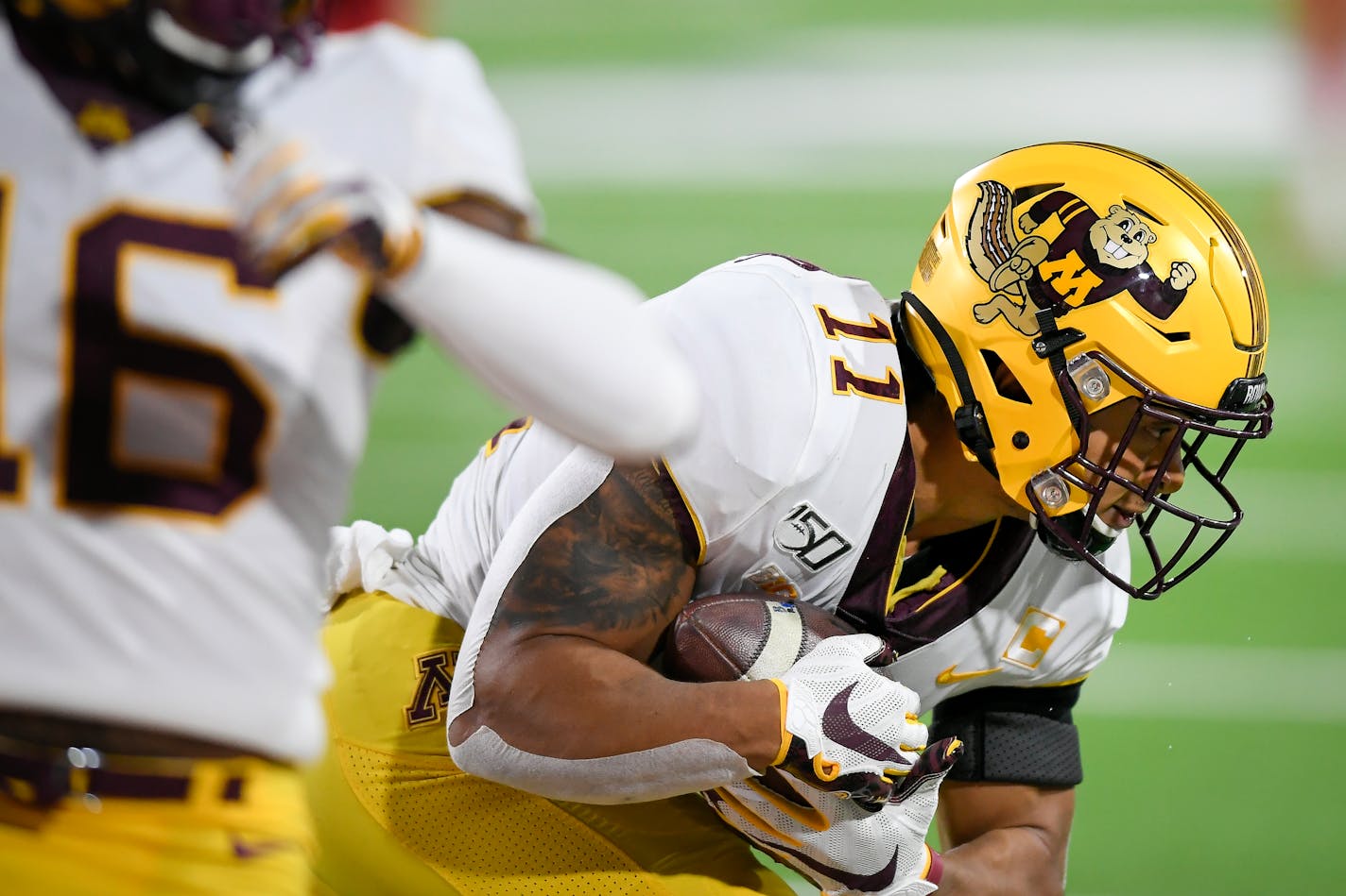 Gophers defensive back Antoine Winfield Jr. caught an interception in overtime to end the game against Fresno State