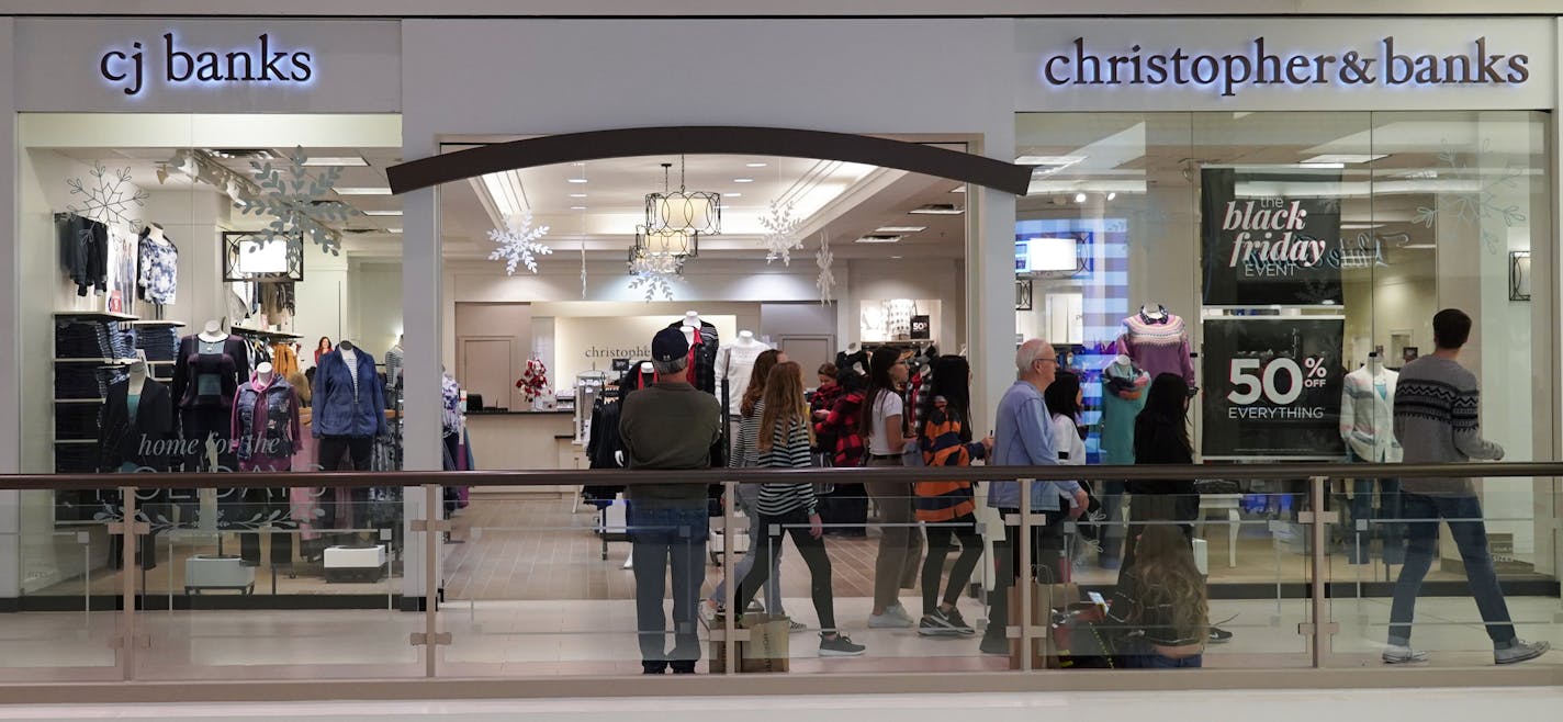 Shoppers in the Christopher & Banks store on Black Friday 2019 at the Mall of America.