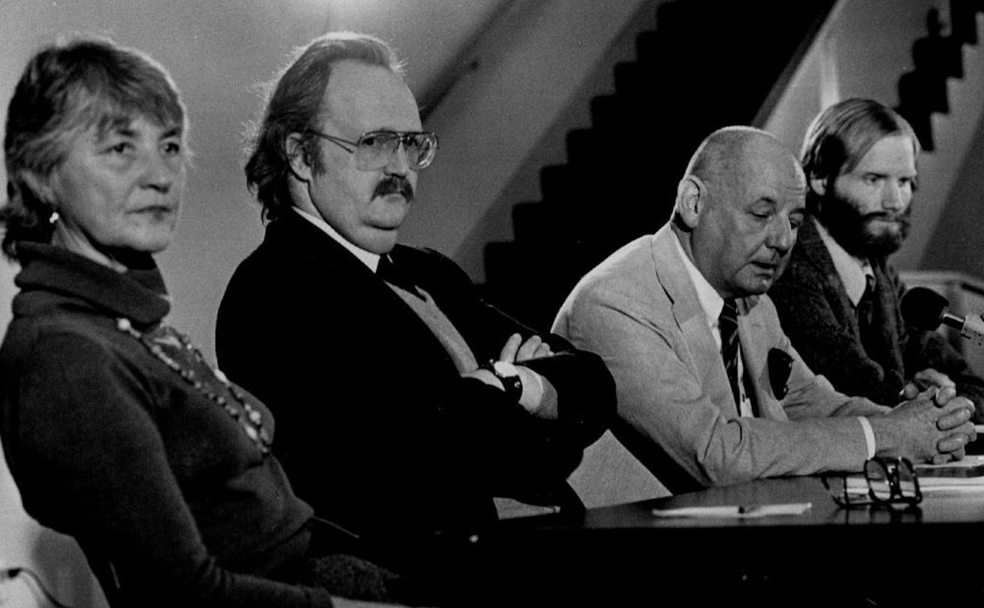 April 19, 1984 Sarah Lawless, Children's Theatre Executive Director, Jon Cranney acting artistic director, A.L. "Bill" Powell, president of the Board of Directors of Children Theatre and Jay Bush, chief financial officer, answered questions concerning the arrest of artisitic director and co-founder John Clark Donohue on charges of criminal sexual conduct. April 20, 1984 May 7, 1991 Neil McGahee, Minneapolis Star Tribune