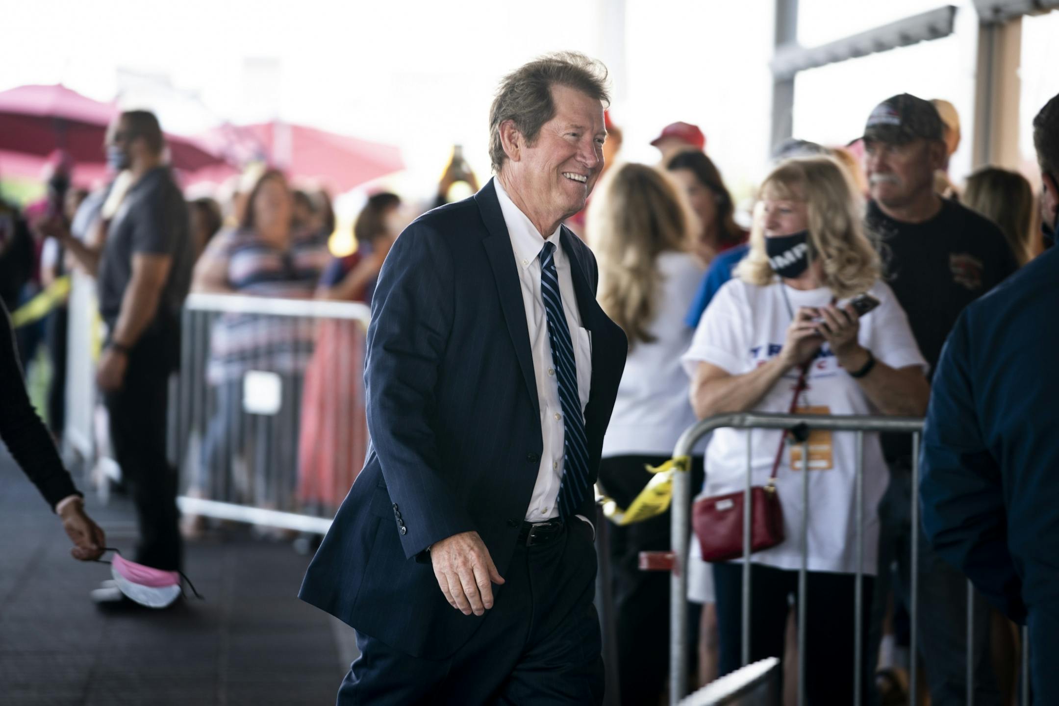 Jason Lewis arrive at a 'Cops for Trump' listening session with Vice President Mike Pence and Ivanka Trump at the InterContinental Minneapolis-St. Paul in Minneapolis, Minn., on Thursday, September 24, 2020.