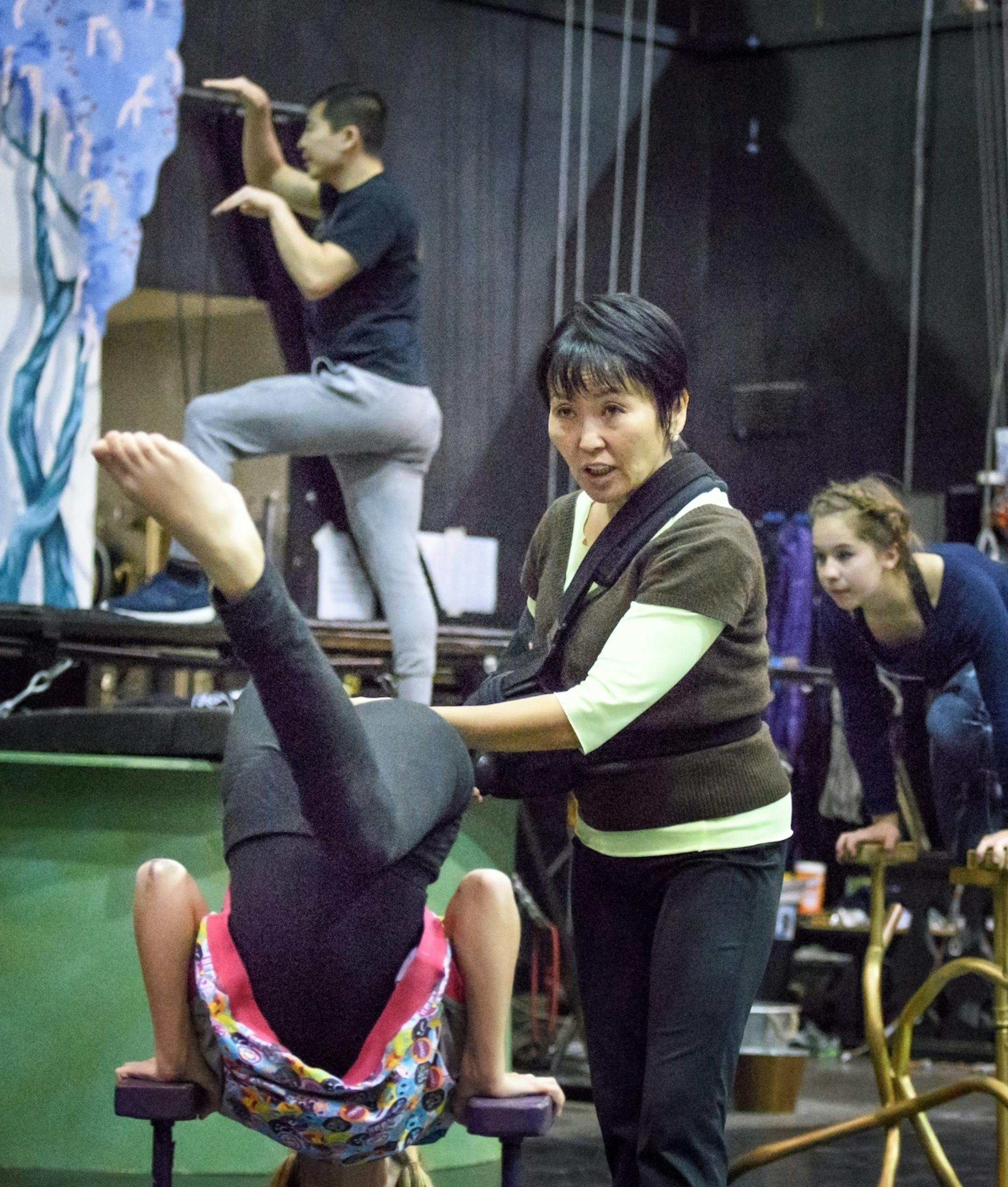 Chimgee Haltarhuu, veteran of the Ringling Bros. and Barnum & Bailey circus now teaches at Circus Juventas in St. Paul. Her son Tamir Bayarsaihan, left also teaches there.