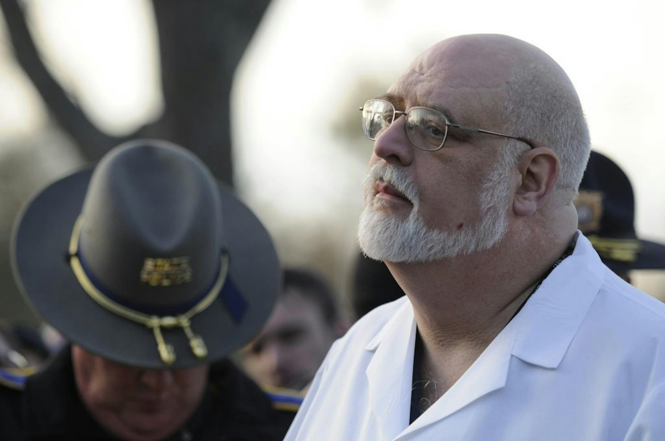 Dr. Wayne Carver II, Connecticut medical examiner, speaks to the media on Saturday, December 15, 2012, about the autopsies of the victims of the shooting at Sandy Hook Elementary School in Newtown, Connecticut.