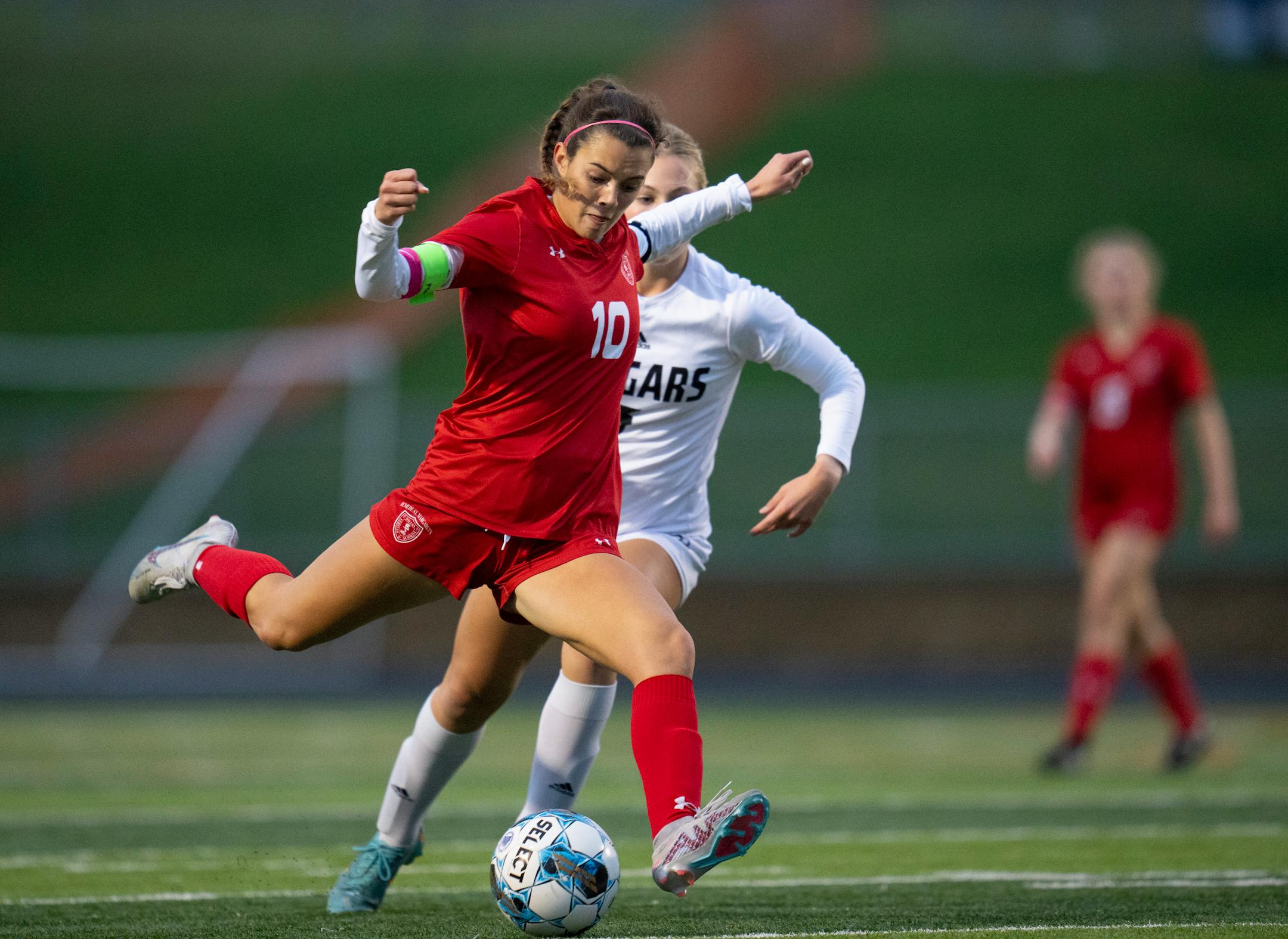Benilde-St. Margaret's Kiya Gilliand wound up for a first half shot.