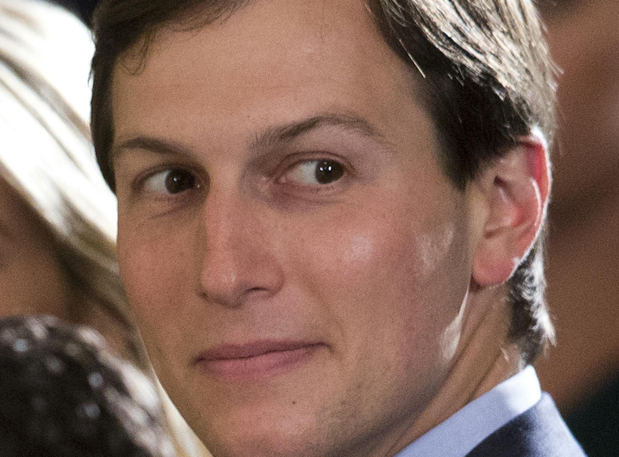 FILE - In this Monday, June 5, 2017 file photo, senior adviser to President Donald Trump Jared Kushner, right, and Ivanka Trump, the daughter of President Donald Trump, sit in the front row in East Room of the White House in Washington. Donald Trump’s eldest son, son-in-law and then-campaign chairman met with a Russian lawyer shortly after Trump won the Republican nomination, in what appears to be the earliest known private meeting between key aides to the president and a Russian. Represe