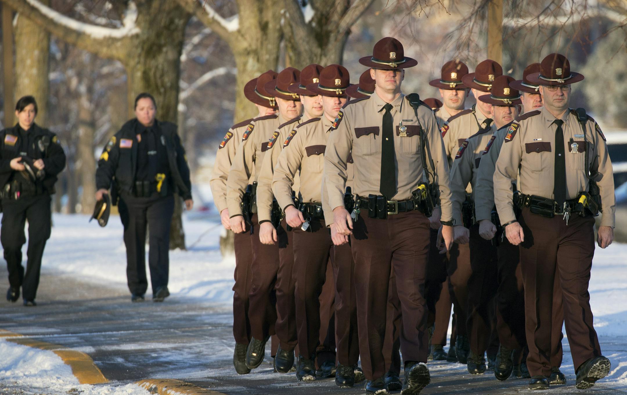 Police officers and Hwy. Patrol officers file into the Dakota County Courthouse Wednesday morning for the sentencing of Brian Fitch, found guilty in the killing of Officer Scott Patrick. ] BRIAN PETERSON ‚Ä¢ brianp@startribune.com Hastings, MN - 2/4/2015