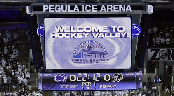 The Gophers beat Penn State 3-2 on Sunday in the first Big Ten hockey game played at new Pegula Ice Arena in State College, Pa.