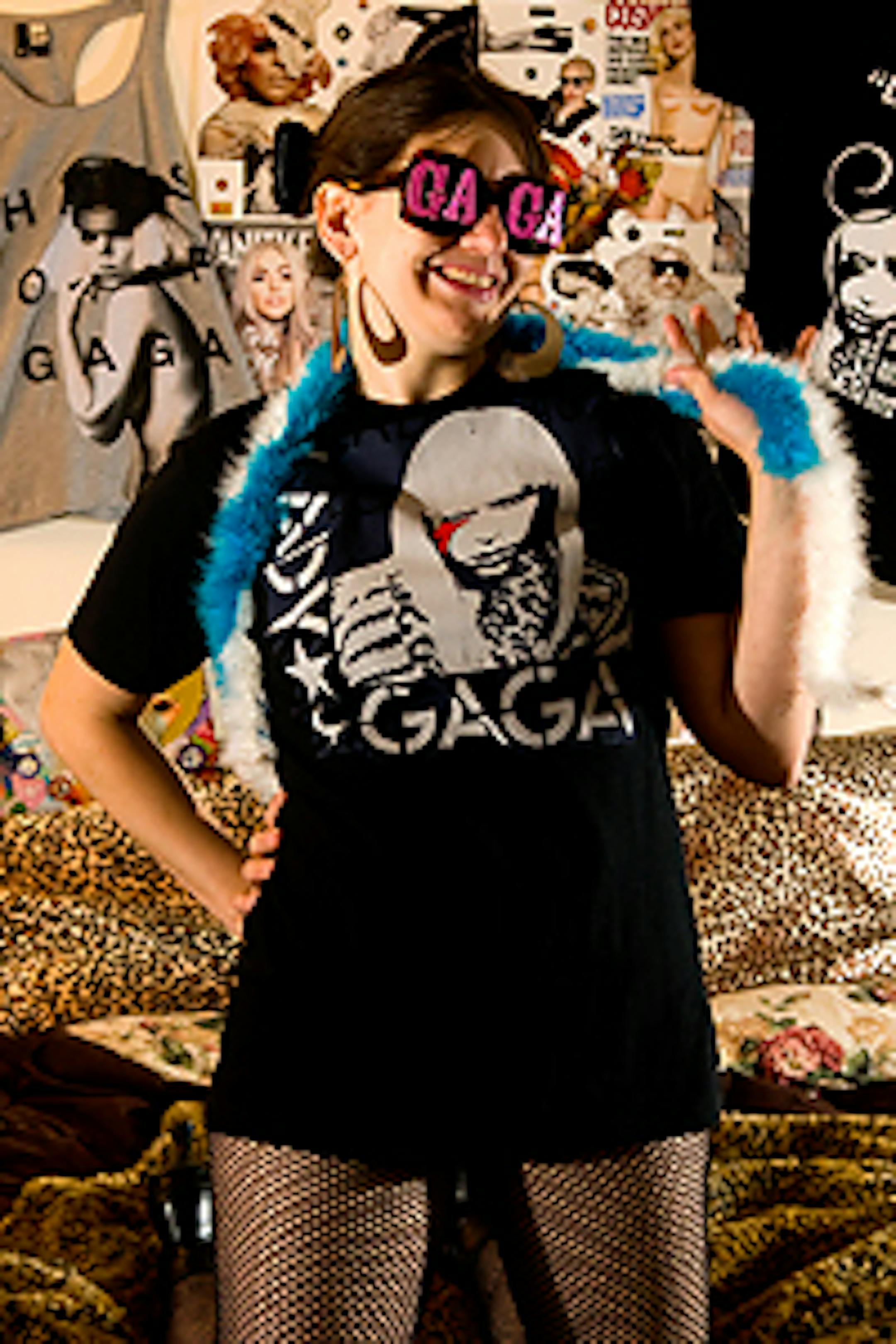 Allison True with some of her Gaga memorabilia