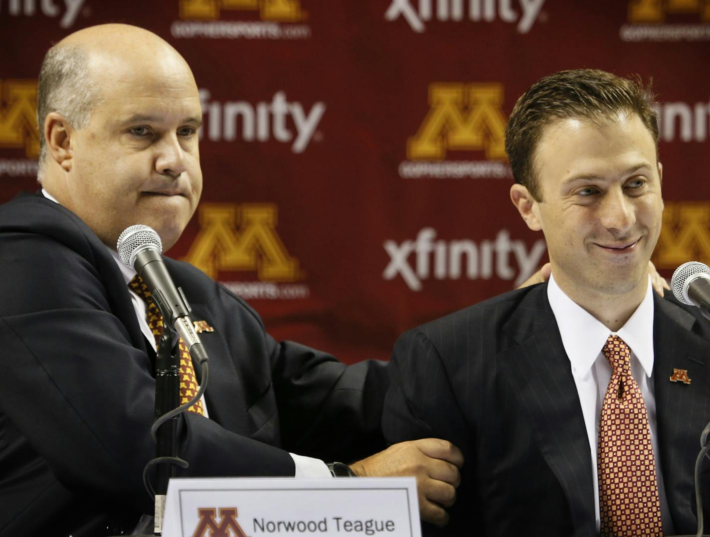 Minnesota Athletic Director Norwood Teague introducesRichard Pitino, the 17th head coach of the Golden Gophers. ] BRIAN PETERSON &#xef; brianp@startribune.com Minneapolis, MN - 04/05/2013 ORG XMIT: MIN1304051051455793