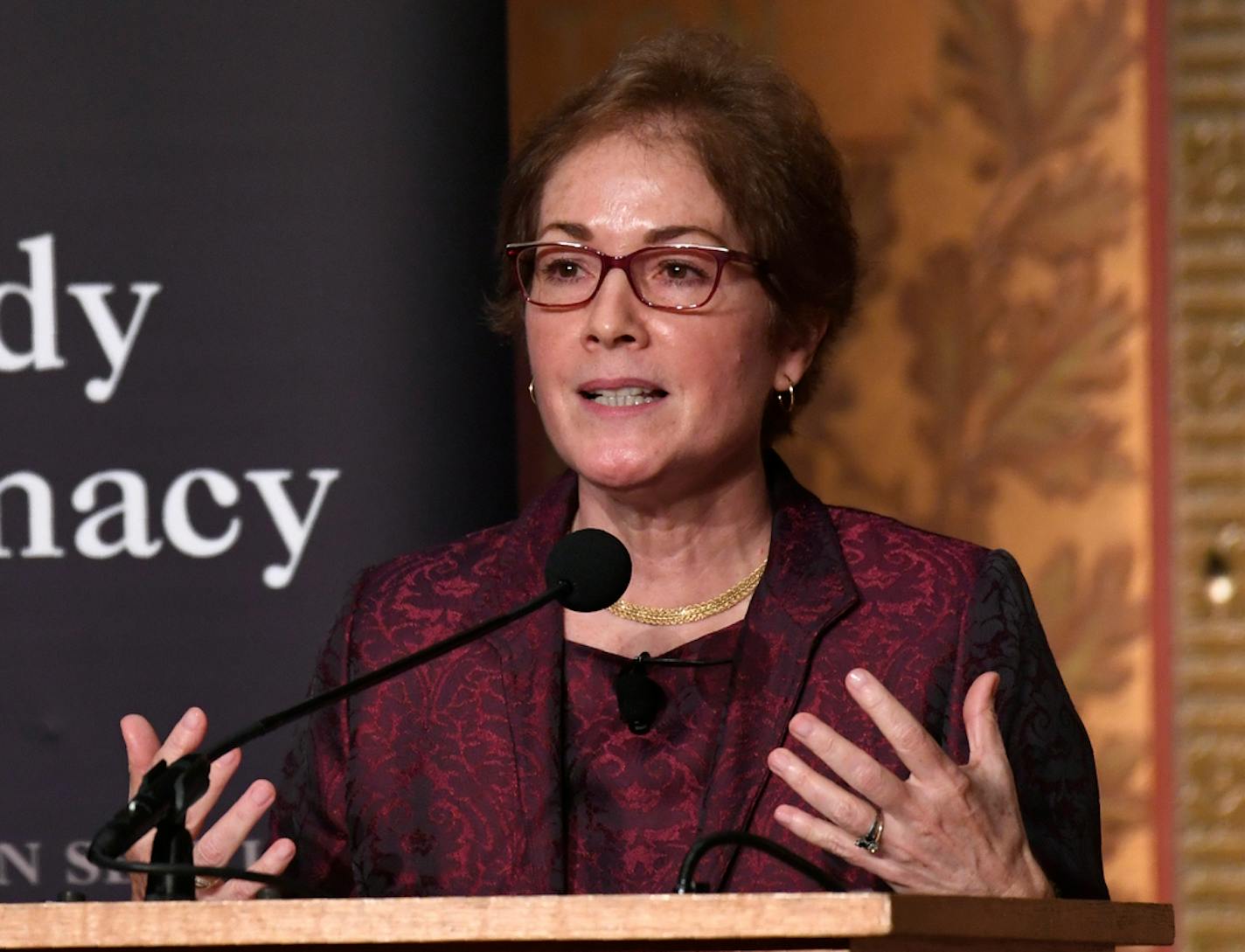 Former Ambassador to Ukraine Marie Yovanovitch speaks at Georgetown University in Washington, on Feb. 12, 2020.