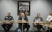 Waite Park Police Chief Dave Bentrud, left, Elected Official Kevin Stenson, center, Peace Officer David Titus, and Nobles County Sheriff Kent Wilkenin