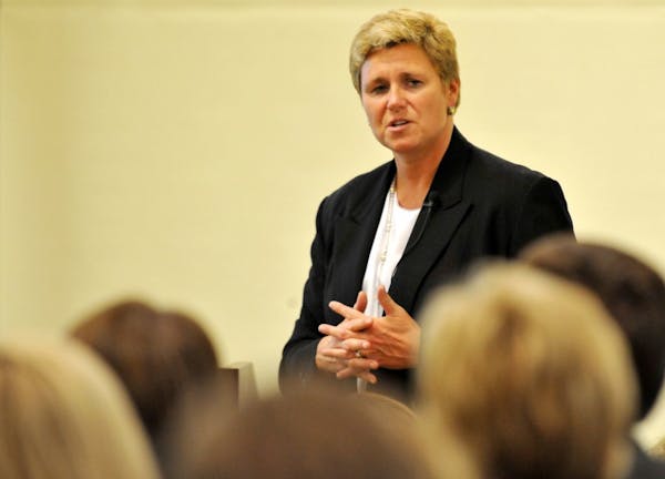 Gail Boudreaux, UnitedHealth's new chief of its commercial business spoke at an all employee meeting in the company's Edina office.