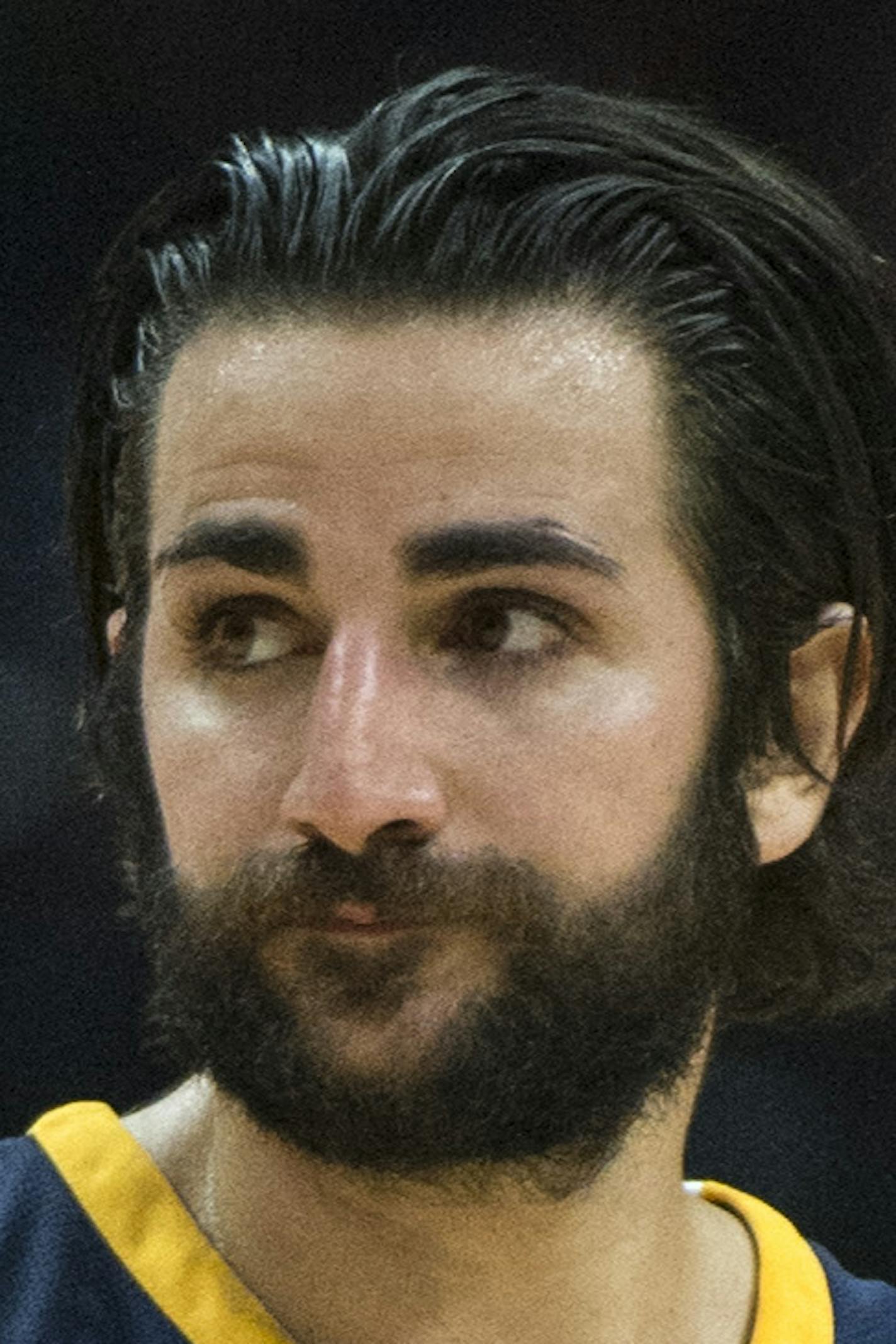 Utah Jazz guard Ricky Rubio during the first half of an NBA basketball Tuesday, Oct. 24, 2017, in Los Angeles. (AP Photo/Kyusung Gong)