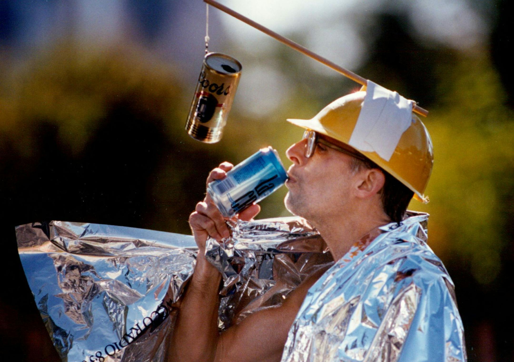 October 15, 1990 After finishing the twin Cities Marathon, J.C. Hoffman of Wayzata quenched his thirst with water, not the beer that was his incentive during the run. Jeff Wheeler, Minneapolis Star Tribune ORG XMIT: MIN2016030911473682