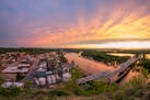 Sunset over the Mississippi River in Red Wing, Minn.