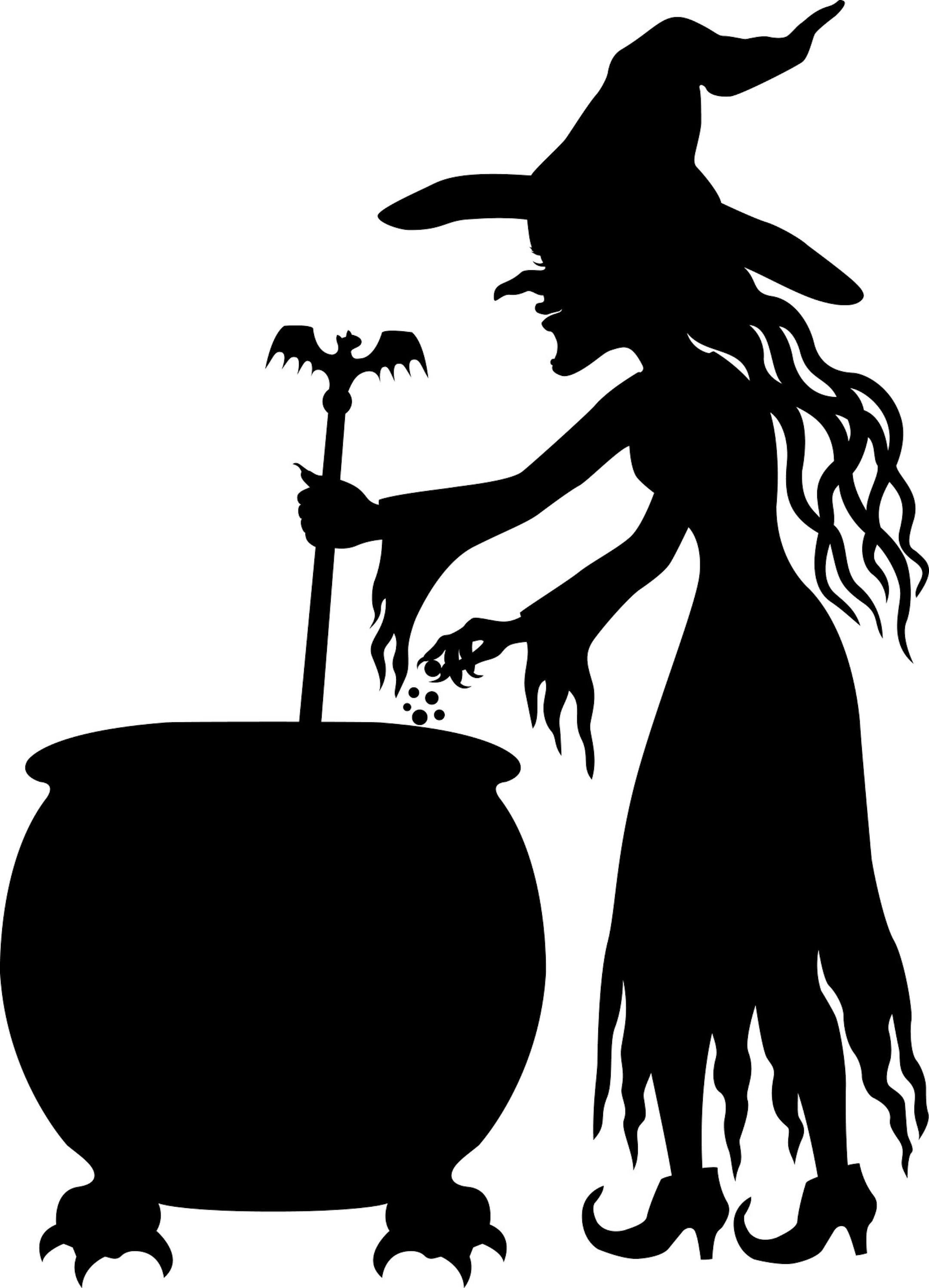 Witch and cauldron