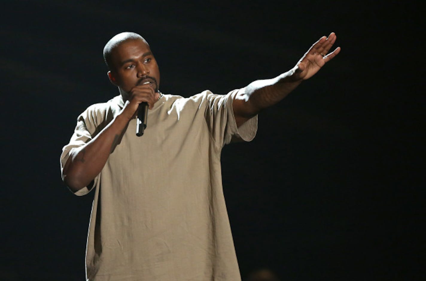 Kanye West graciously accepted the Video Vanguard Award at last year's MTV Video Music Awards. / Matt Sayles, Invision/AP