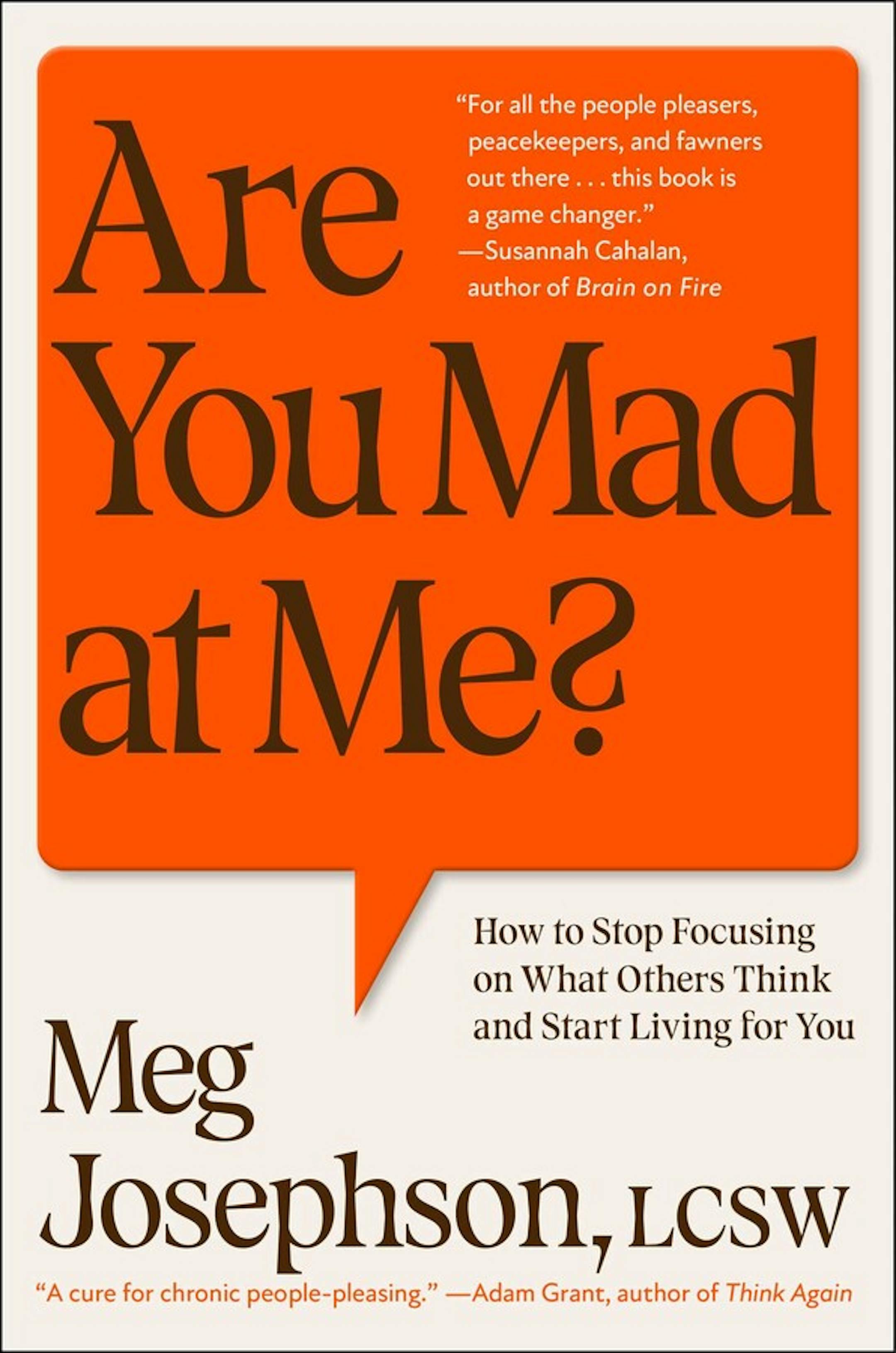 white cover of Are You Mad at Me? features an orange quotation box, with the title in it