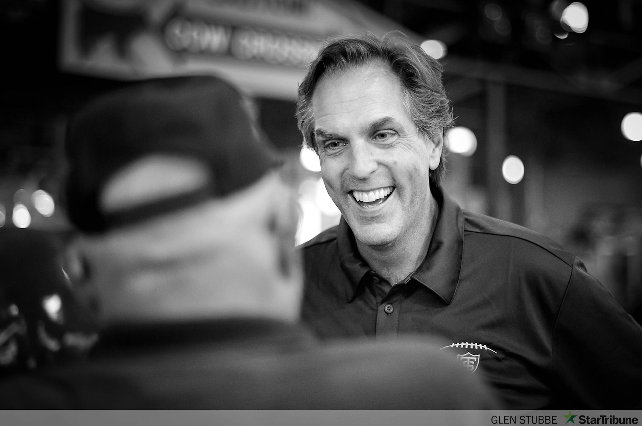 GOP Senate candidate Mike McFadden laughed with Larry and Evy Walters of Brooklyn Park in the State Fair Cattle Barn.  Larry Walters then asked if he could see son Connor's scar from where Mike removed the stitches, featured in his current Television ad.      ]    Falcon Heights , MN --   Thursday, August 28, 2014.  GLEN STUBBE * gstubbe@startribune.com