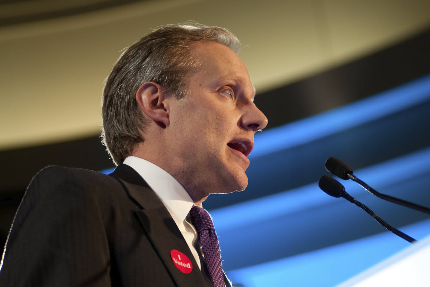 This Nov. 6, 2019 file photo shows Minnesota Secretary of State Steve Simon speaking in in St. Paul, Minn. Simon believes the state gets something out of having a more familiar primary process, one that expands voter access. (Bill Kelley/MinnPost via AP)