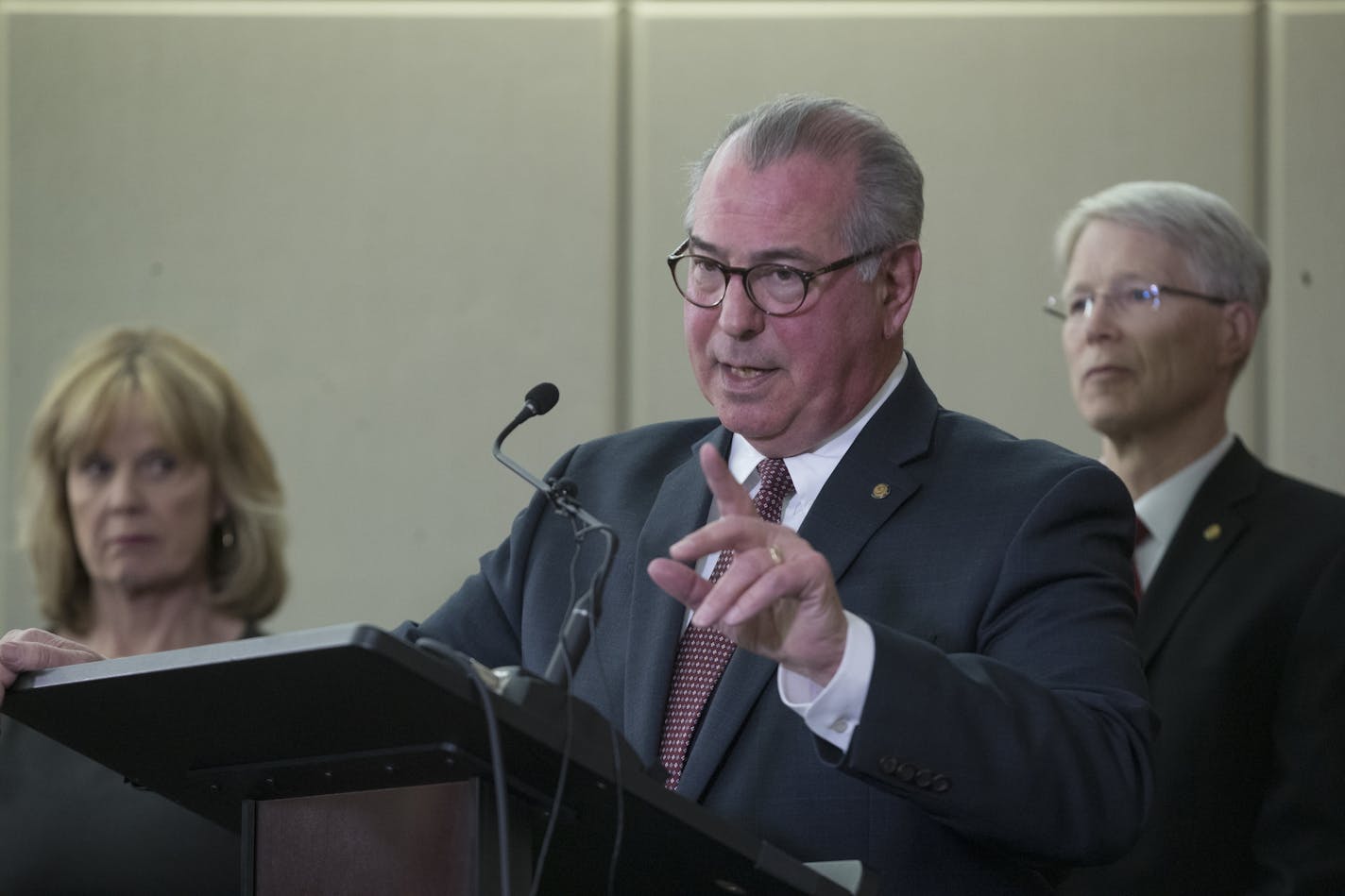 Hennepin County Attorney Mike Freeman described the charges against Minneapolis Police officer Mohamed Noor in the shooting death of Justin Ruszczyk Damond during a press conference at the Hennepin County Government Center Tuesday March 20, 2018 in Minneapolis, MN.