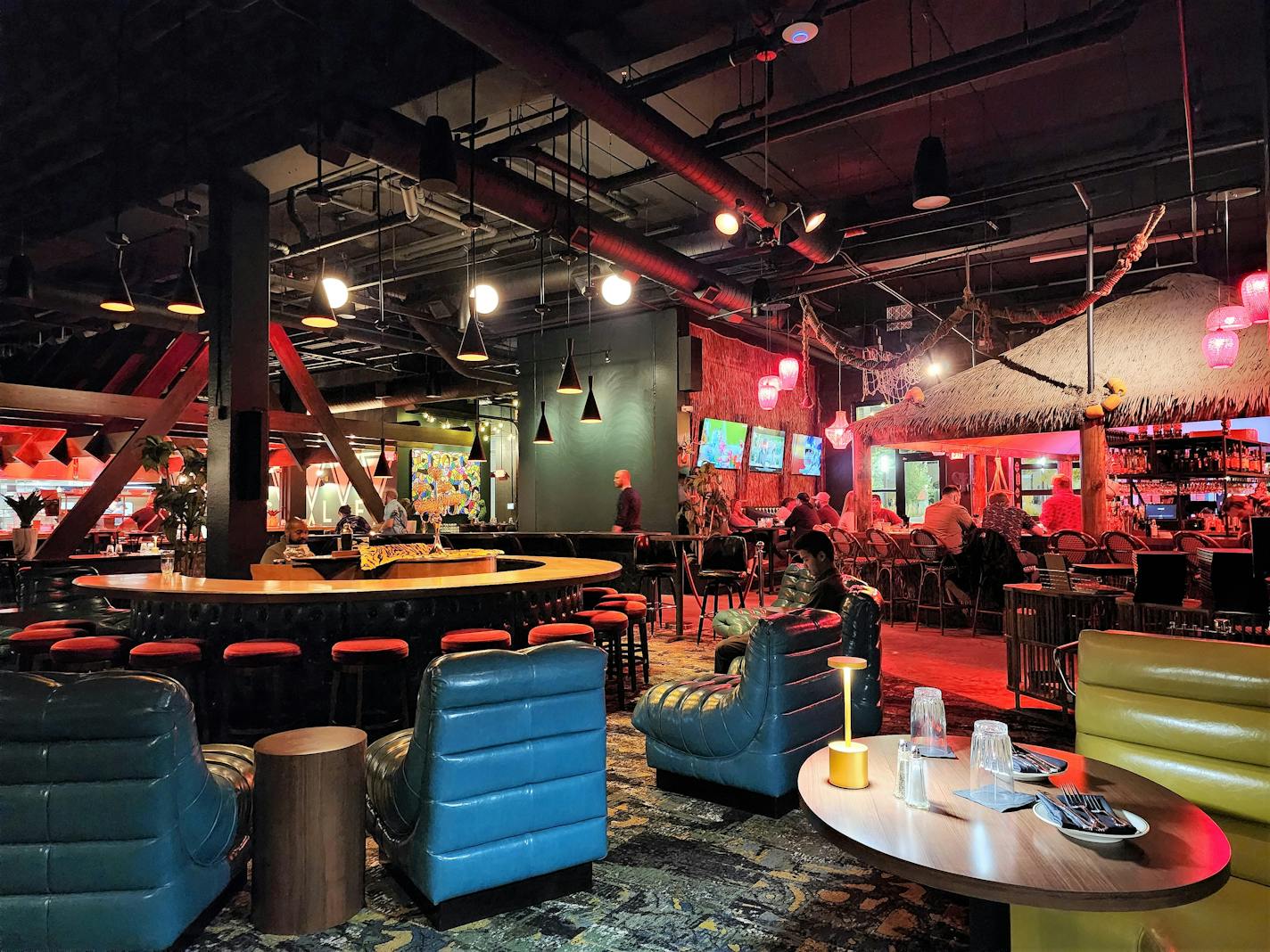 The piano bar and tiki bar at Apostle Supper Club.