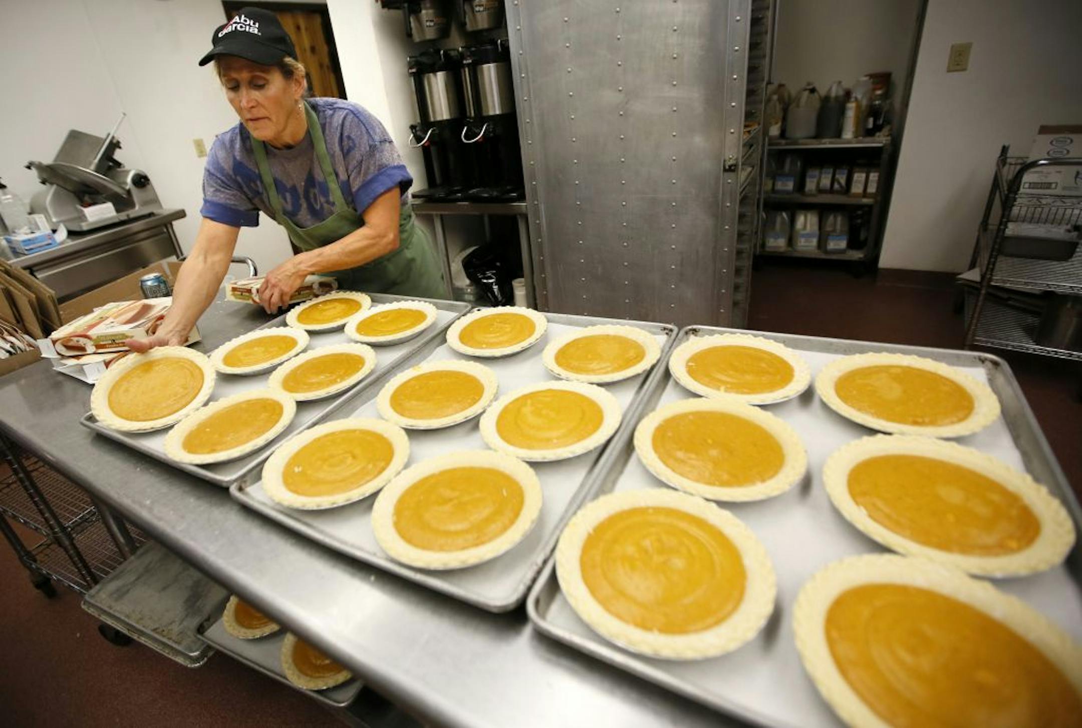 Volunteer Jane Reed of Stillwater prepared some of the nearly 1,000 pumpkin pies for the Unseen Angels dinners, funded by a $12,000 budget.