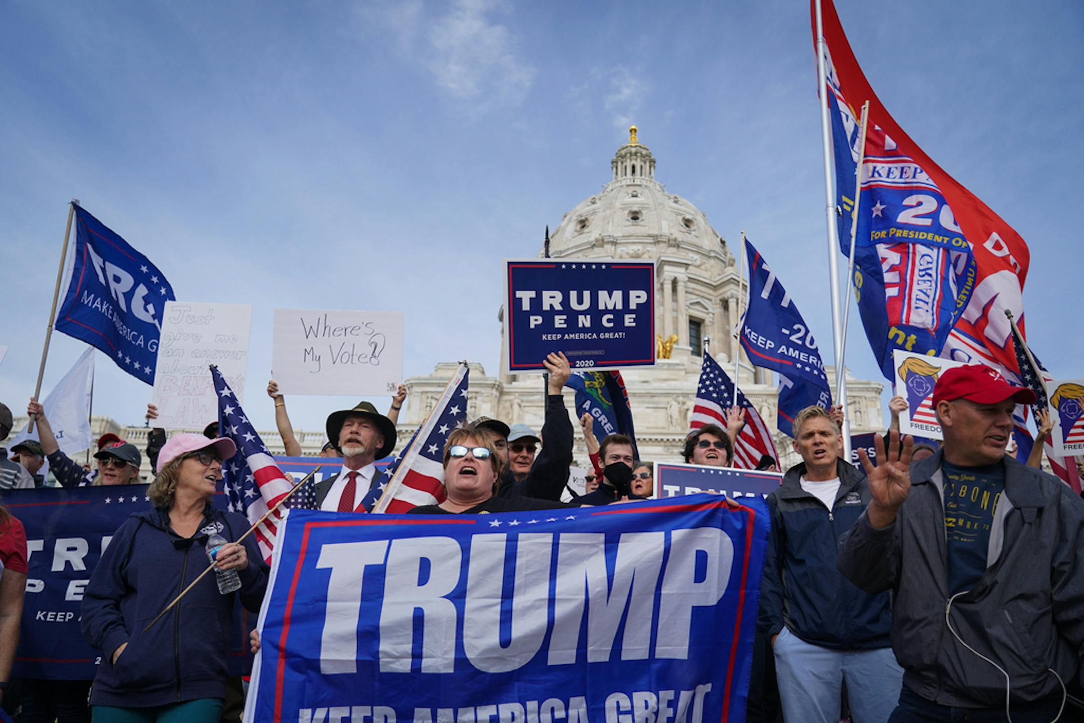 Supporters of President Donald Trump gathered Saturday at the State Capitol in St. Paul.