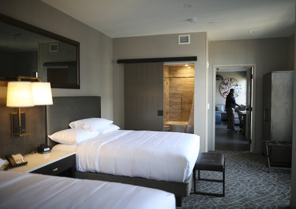 Finishing touches: Embassy Suites in Minneapolis prepped a suite for visitors last month.