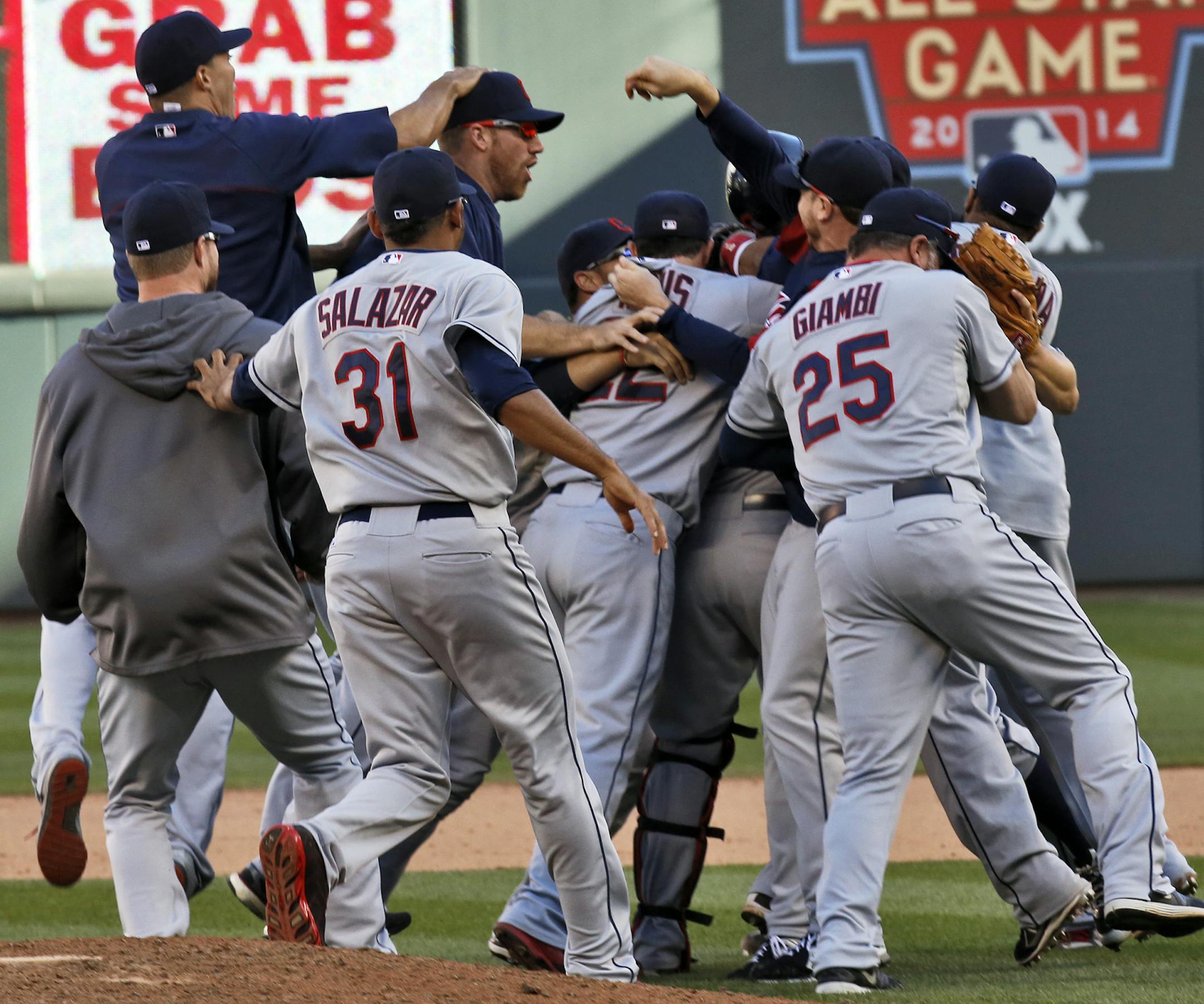 Twins vs. Cleveland. Twins last game of the season, losing 5-1 to the Indians. It may have been Twins manager Ron Gardenhire's last game as manager. Cleveland players celebrated clinching a wild card berth at the end of the game. (MARLIN LEVISON/STARTRIBUNE(mlevison@startribune.com)