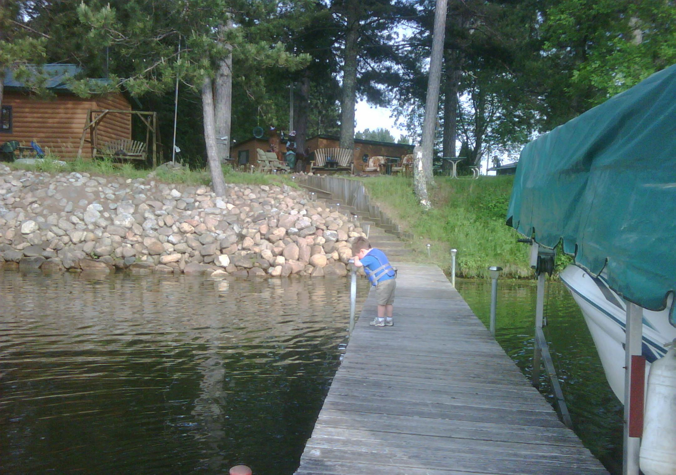 The Netkows' grandson Aidan having a ìtime outî for running on the dock.