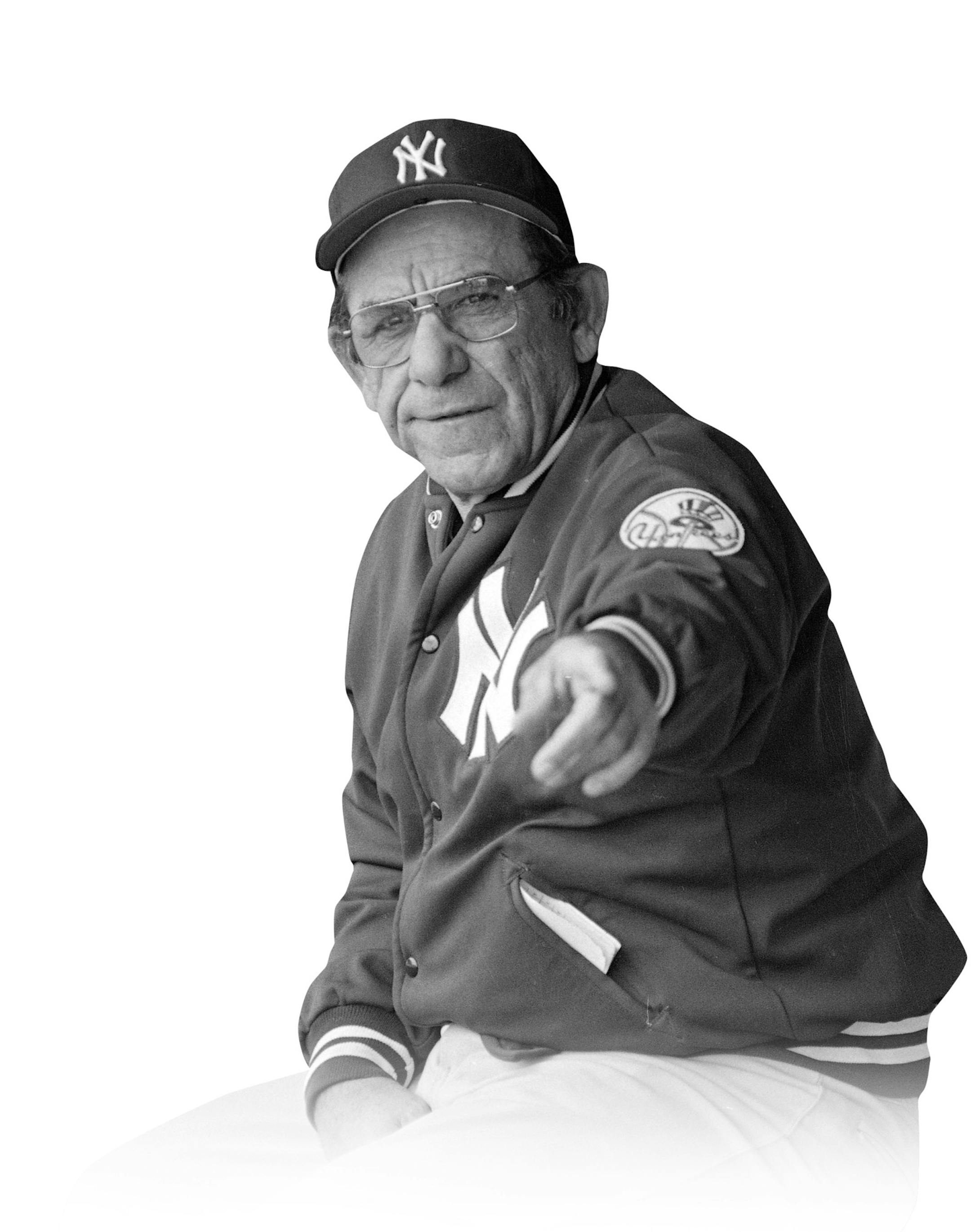 Yankees' manager Yogi Berra directs his players from the bench in their season opener with the Kansas City Royals in Kansas City, April 3, 1984. (AP Photo/Doug Atkins) ORG XMIT: APHS5778