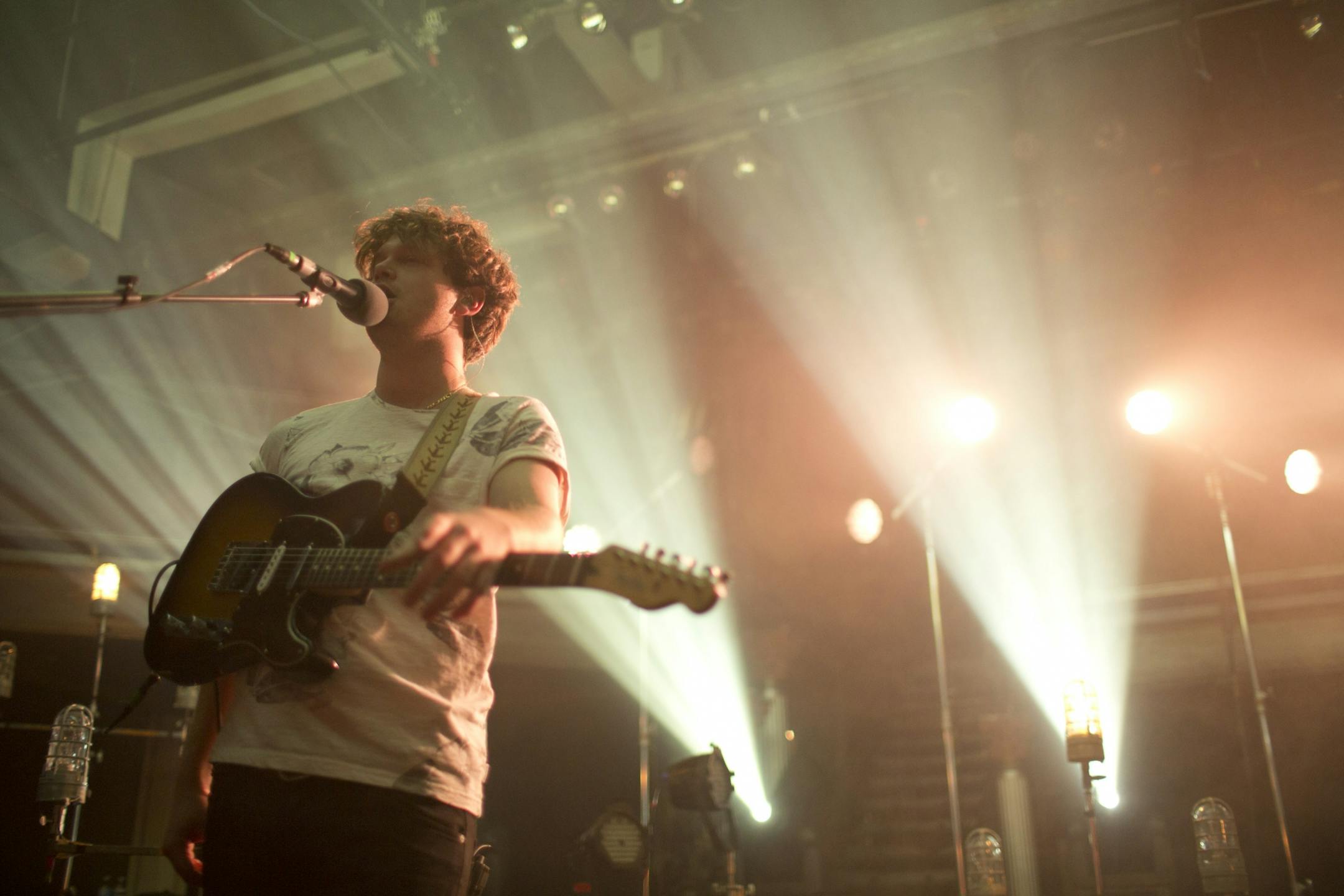 The English indie rock quartet Alt-J performed a sold out show at the Varsity Theater in Minneapolis Monday night, April 1, 2013. Guitarist and vocalist Joe Newman of the band Alt-J, early in their show Monday night.