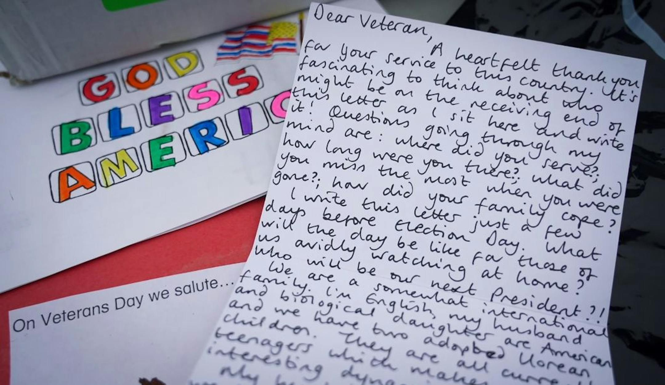Over 1,400 letters, notes and cards written by the public were delivered to veterans who participated in the City of Plymouth's Veteran's Day celebration.