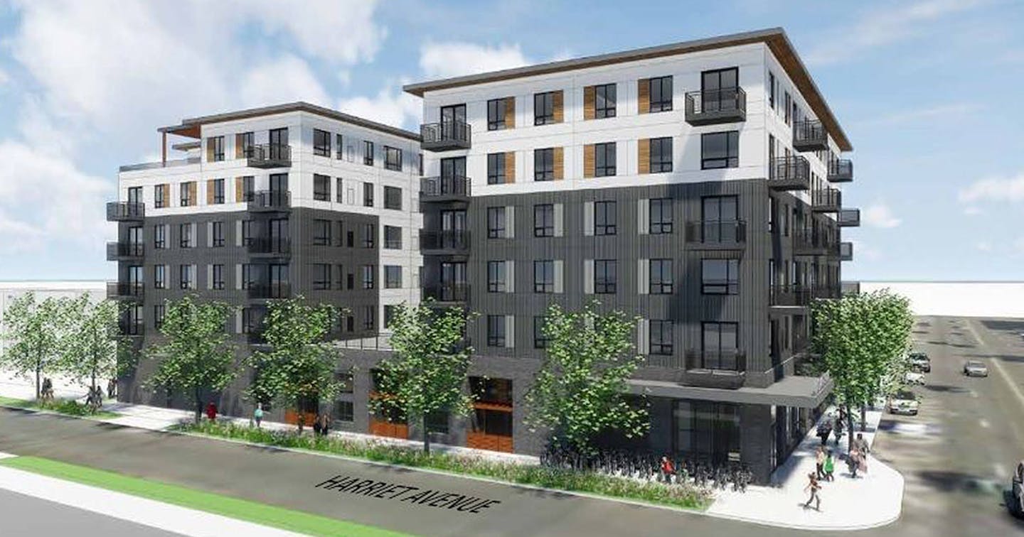 The first phase of Lake Street Apartments would include 111 units.
Image courtesy Lupe Development Partners and ESG Architects