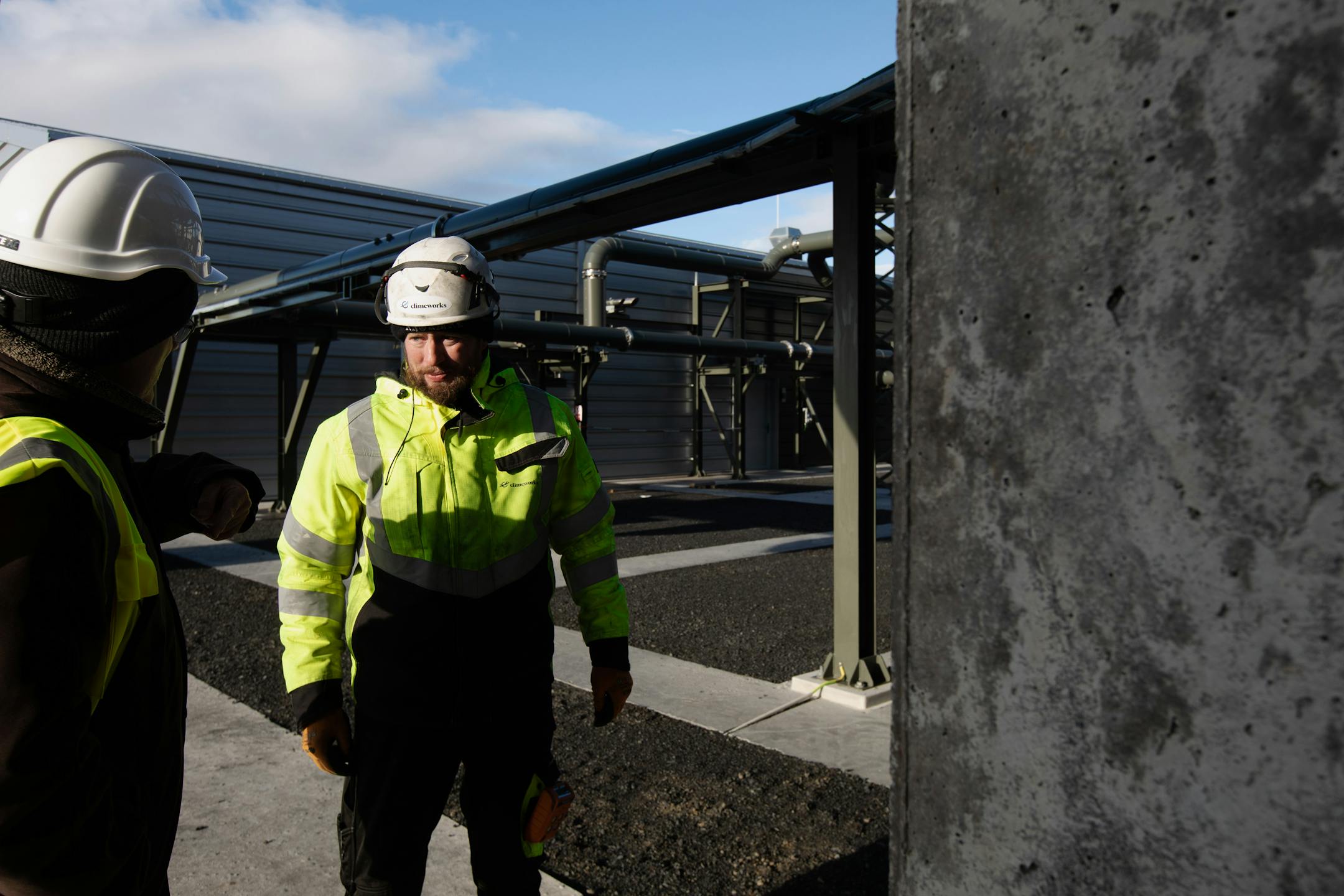 Stephan Hitz, a senior service technician for Climeworks, the Swiss company that made the Orca direct air capture device, outside Reykjavik, Iceland on Oct. 6, 2021. Hitz used to work for the aviation and maritime industries whose emissions the Orca project is now working to remove. (Sigga Ella/The New York Times)