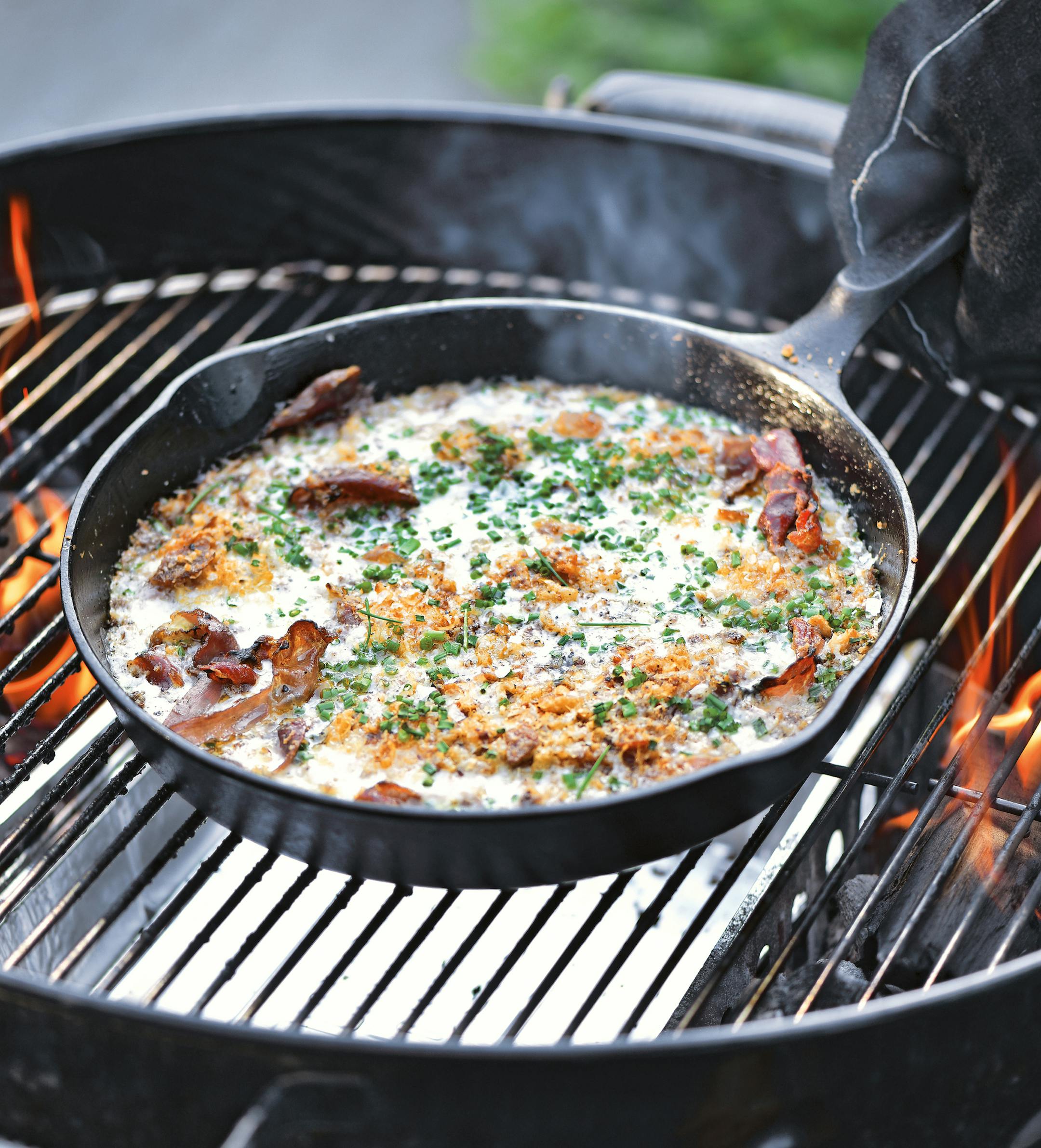 Grilled Eggs with Prosciutto and Parmesan from "Project Fire." Photo by Matthew Benson