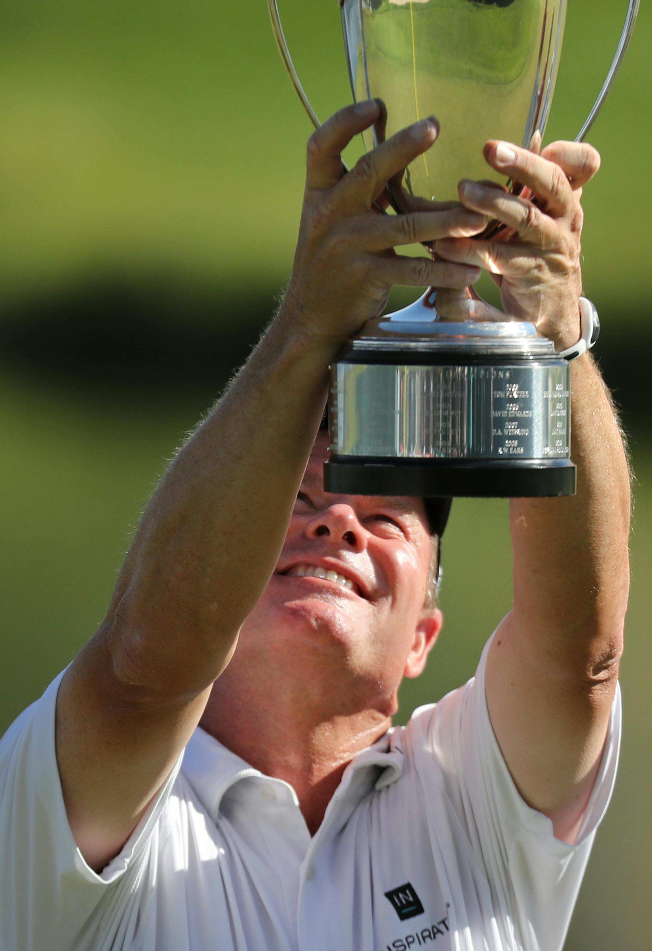 Joe Durant celebrates his playoff victory.]The 2016 3M Championshionship Tournament features the returning champion Kenny Perry, former champion Bernhard Langer, and for the first time John Daly. Richard Tsong-taatarii@startribune.com