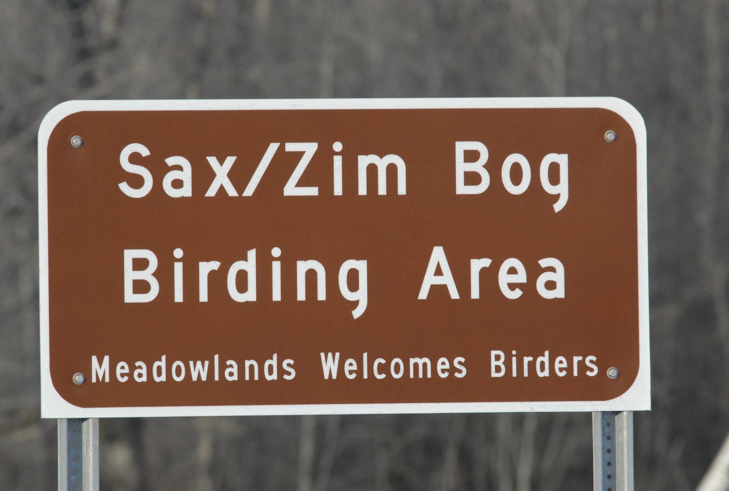 Sign to Sax/Zim Bog birding area near Meadowlands, Minn.