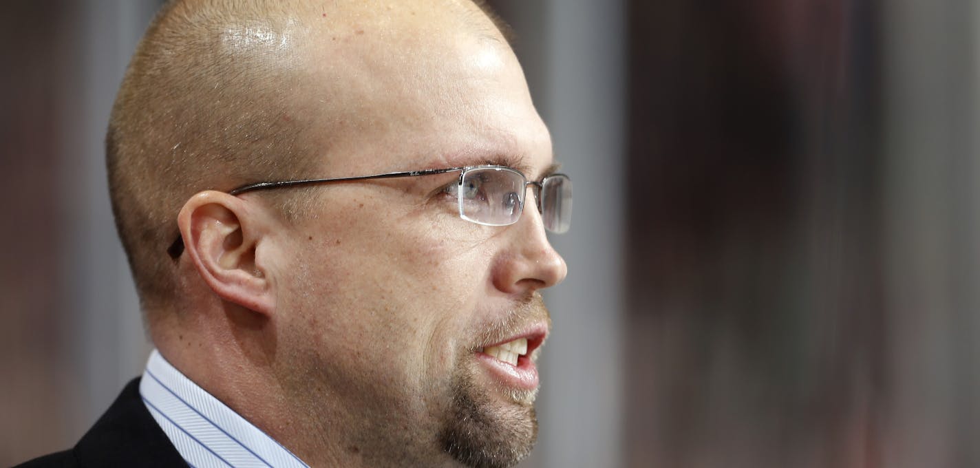 Minnesota Wild head coach Mike Yeo the third period. Minnesota beat Detroit by a final score 3-2. ] CARLOS GONZALEZ cgonzalez@startribune.com - February 17, 2013, St. Paul, Minn., Xcel Energy Center, NHL, Minnesota Wild vs. Detroit Red Wings