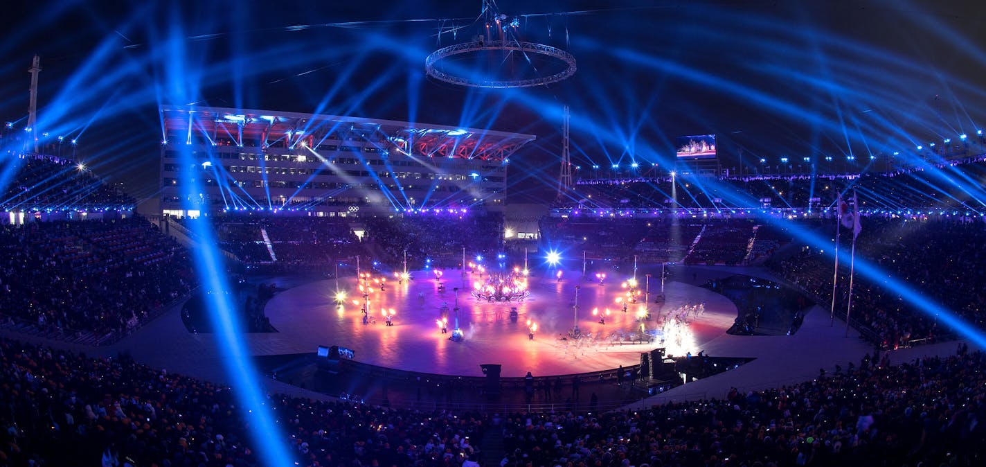 Pyeongchang Olympic Stadium during Opening Ceremony. ] CARLOS GONZALEZ &#xd4; cgonzalez@startribune.com - February 9, 2018, South Korea, 2018 Pyeongchang Winter Olympics, ORG XMIT: MIN1802090942294272