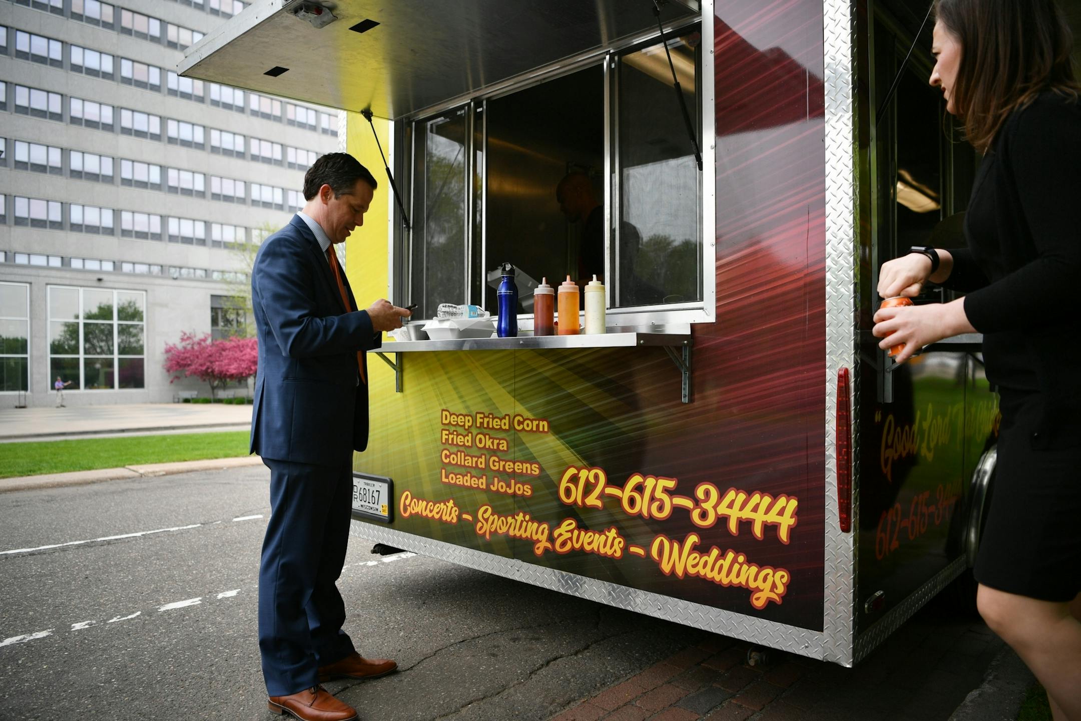 Ben Golnik and Susan Closmore took advantage of a nice day and went to food trucks near the Capitol for lunch.